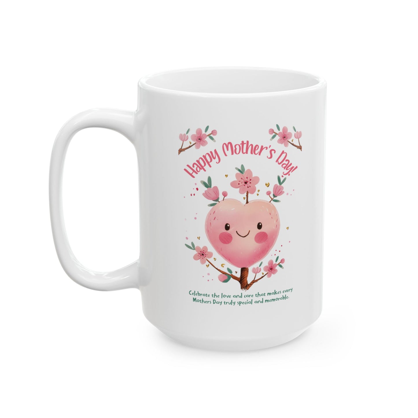 Taza de cerámica "Feliz Día de la Madre" - Diseño de corazón para mamá