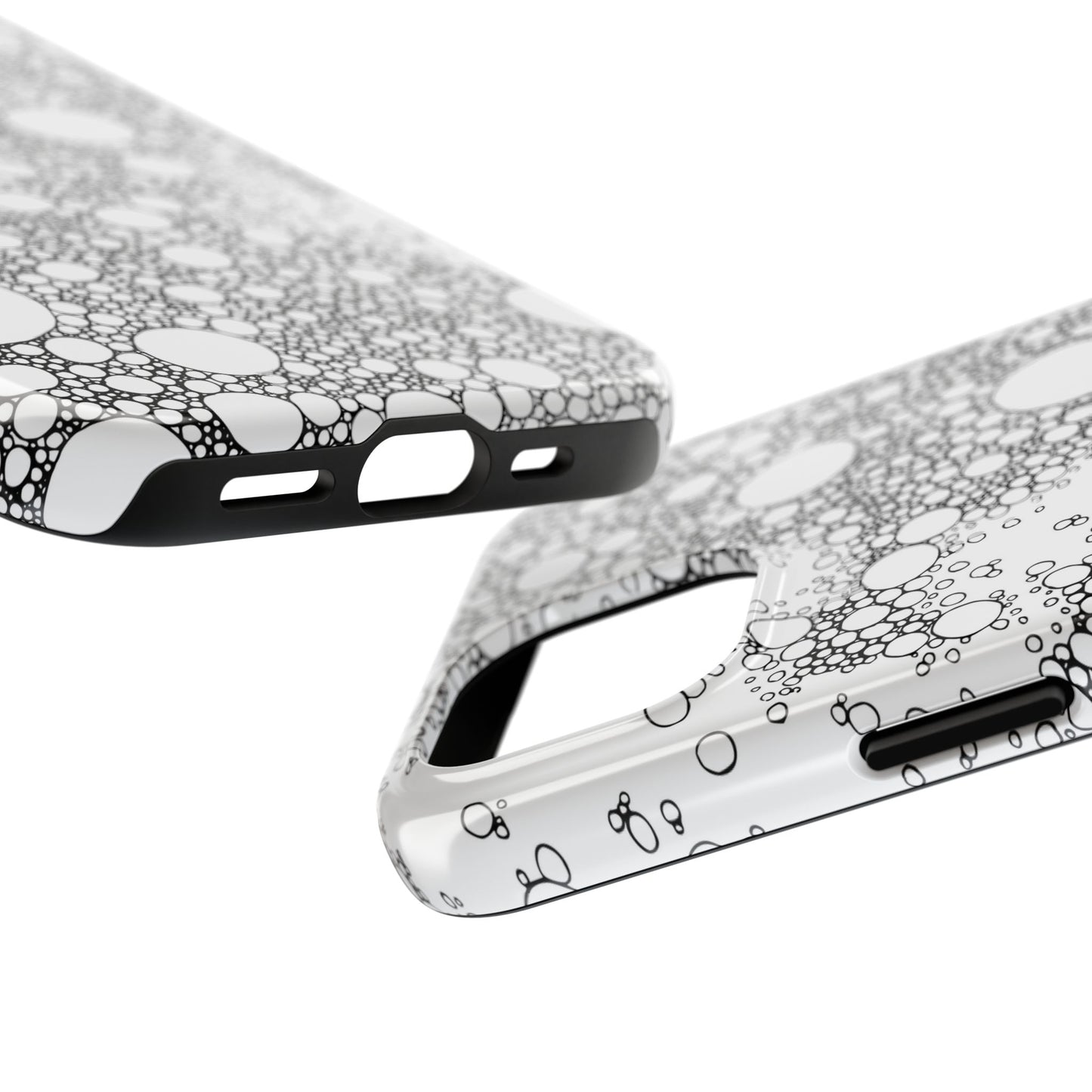 Funda resistente y elegante con diseño de burbujas: protección duradera para tu dispositivo.