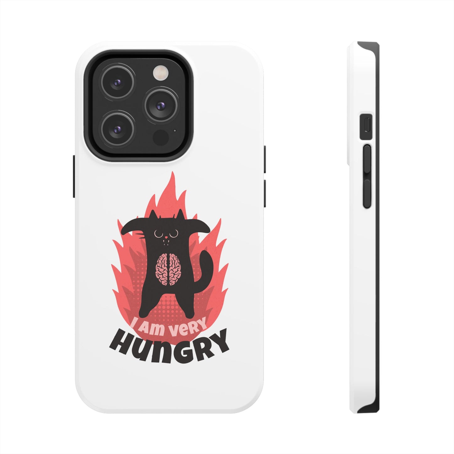 Funda resistente para teléfono con diseño de gato hambriento: diseño animal bonito y duradero