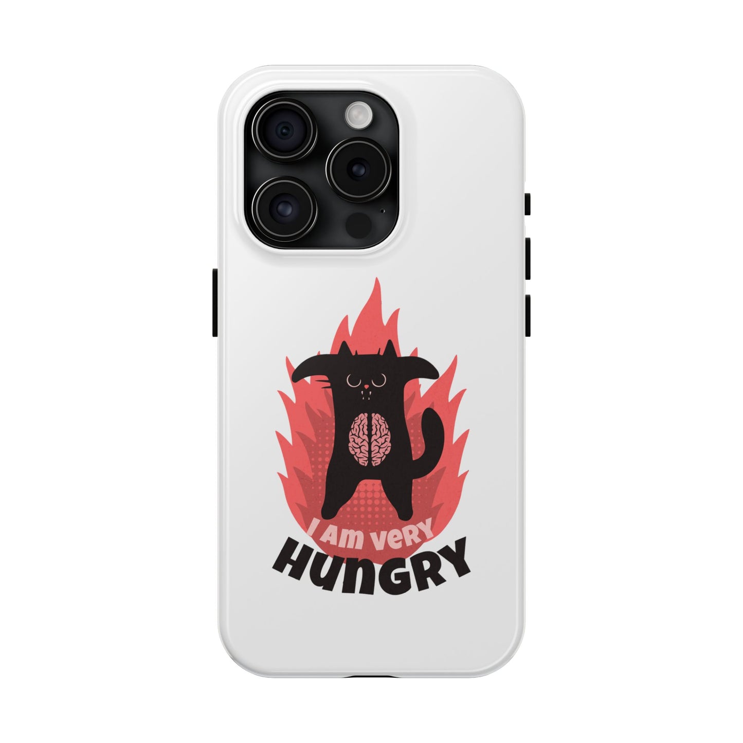 Funda resistente para teléfono con diseño de gato hambriento: diseño animal bonito y duradero