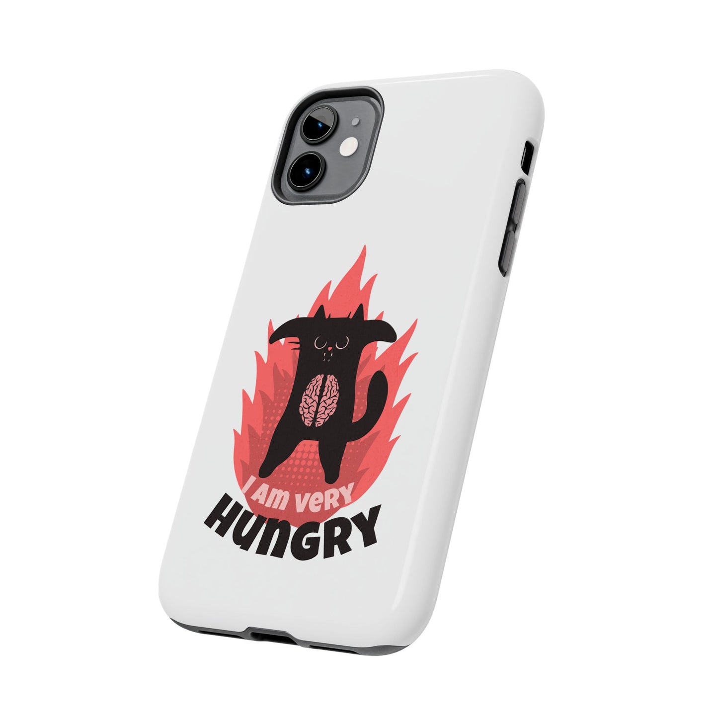 Funda resistente para teléfono con diseño de gato hambriento: diseño animal bonito y duradero