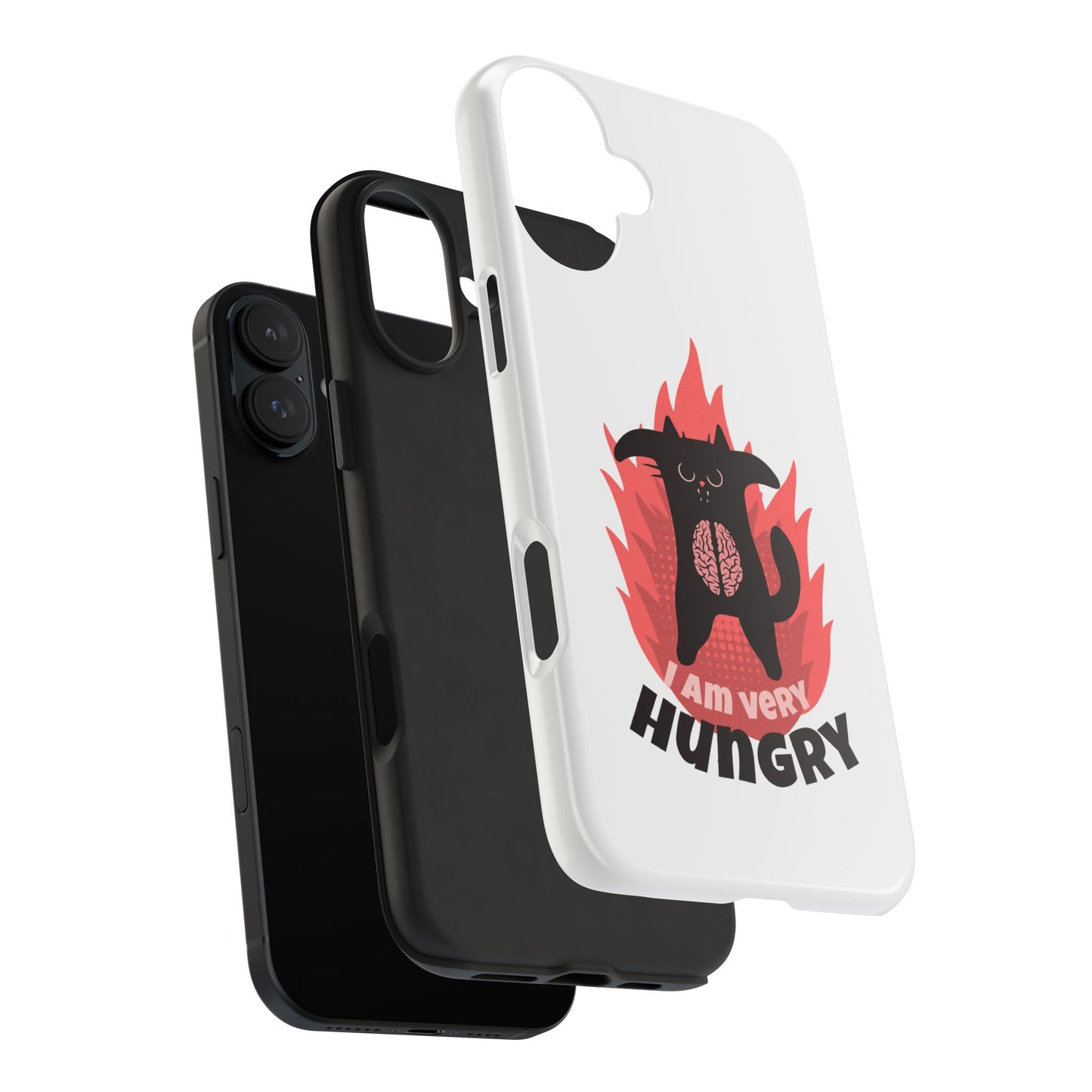 Funda resistente para teléfono con diseño de gato hambriento: diseño animal bonito y duradero