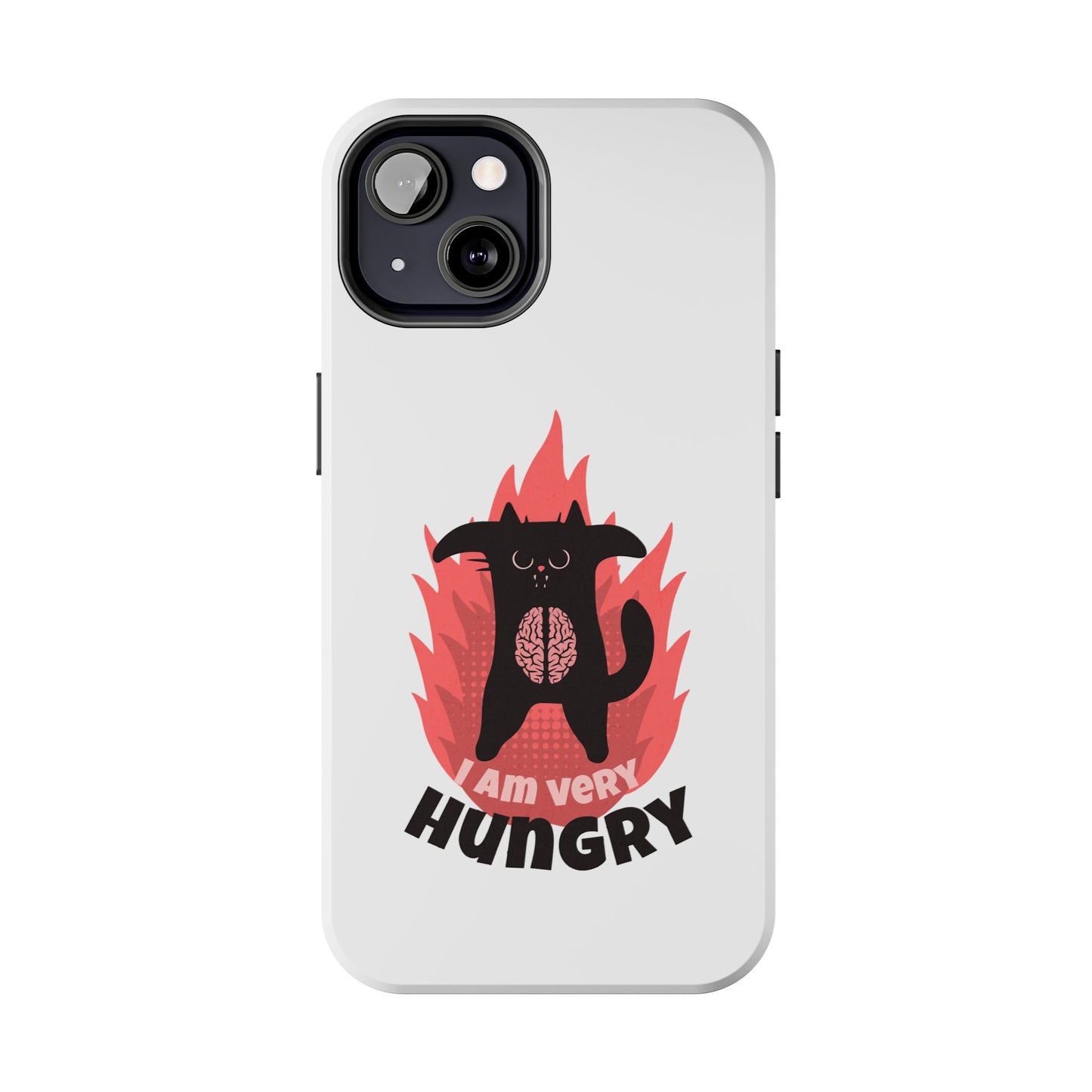 Funda resistente para teléfono con diseño de gato hambriento: diseño animal bonito y duradero