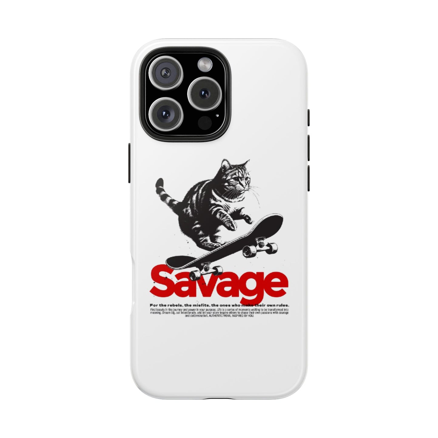 Funda resistente para teléfono con diseño de gato patinador salvaje: protección divertida y duradera