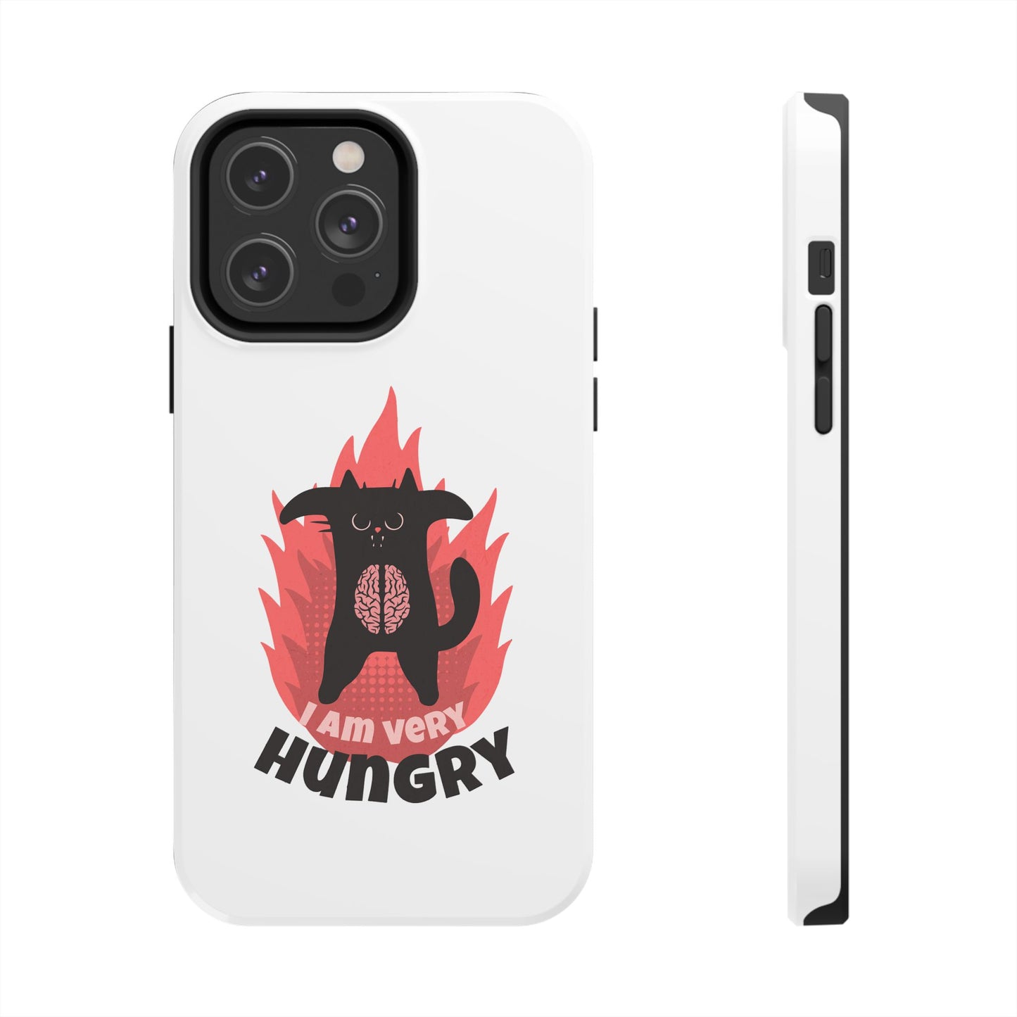 Funda resistente para teléfono con diseño de gato hambriento: diseño animal bonito y duradero