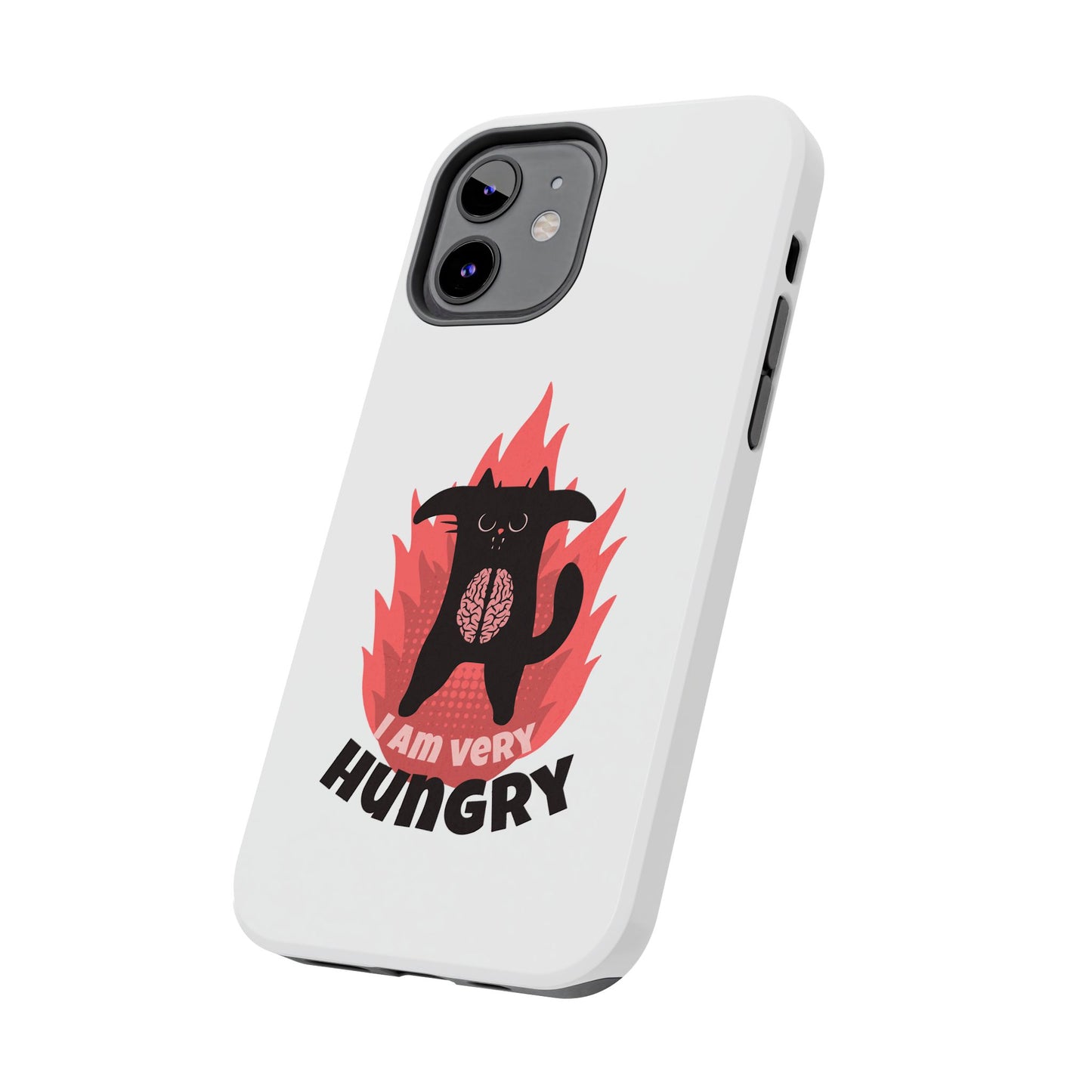 Funda resistente para teléfono con diseño de gato hambriento: diseño animal bonito y duradero