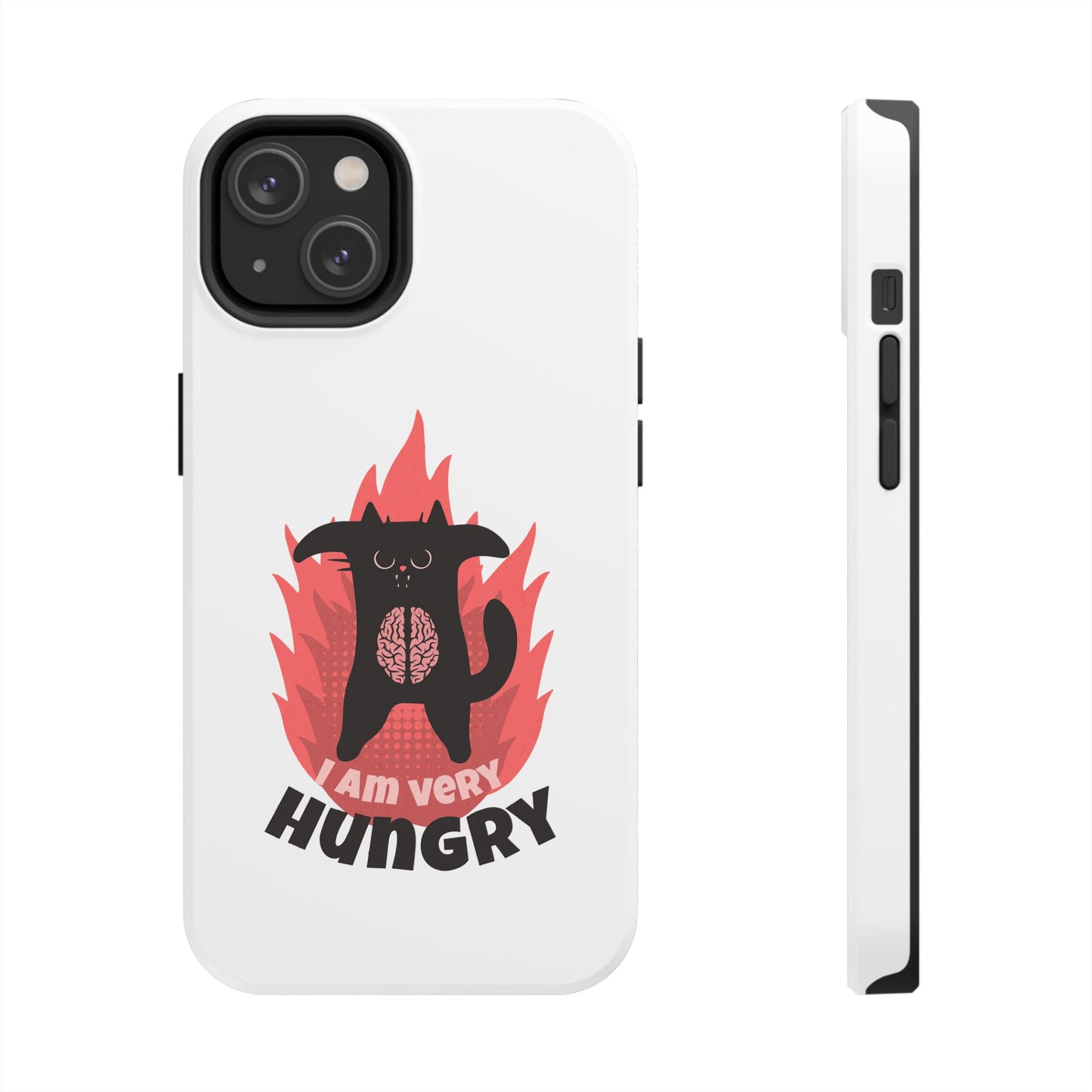 Funda resistente para teléfono con diseño de gato hambriento: diseño animal bonito y duradero
