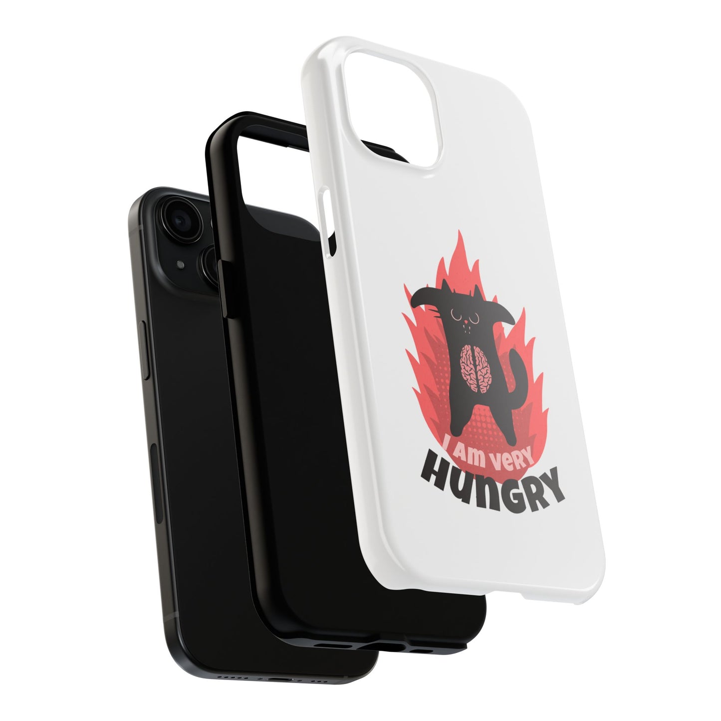 Funda resistente para teléfono con diseño de gato hambriento: diseño animal bonito y duradero