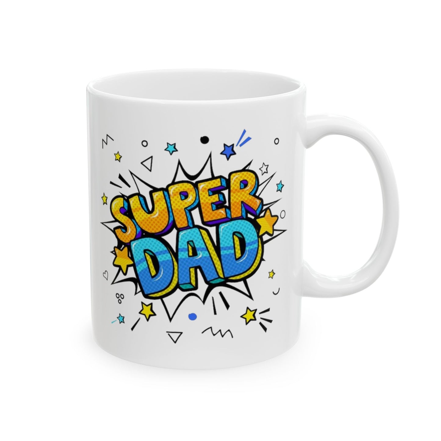 Super Dad Comic Style Ceramic Mug - Perfect Gift for Father's Day