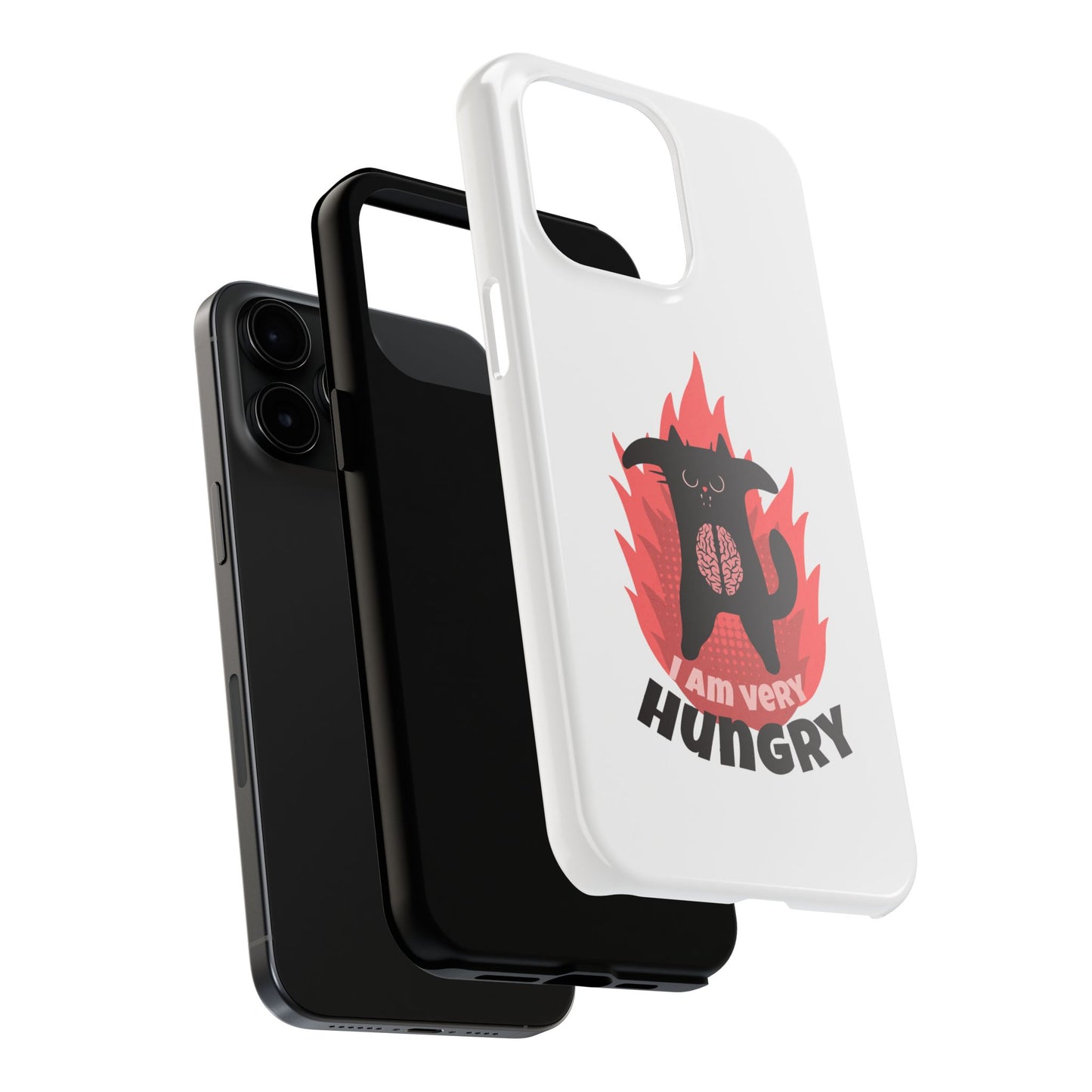 Funda resistente para teléfono con diseño de gato hambriento: diseño animal bonito y duradero