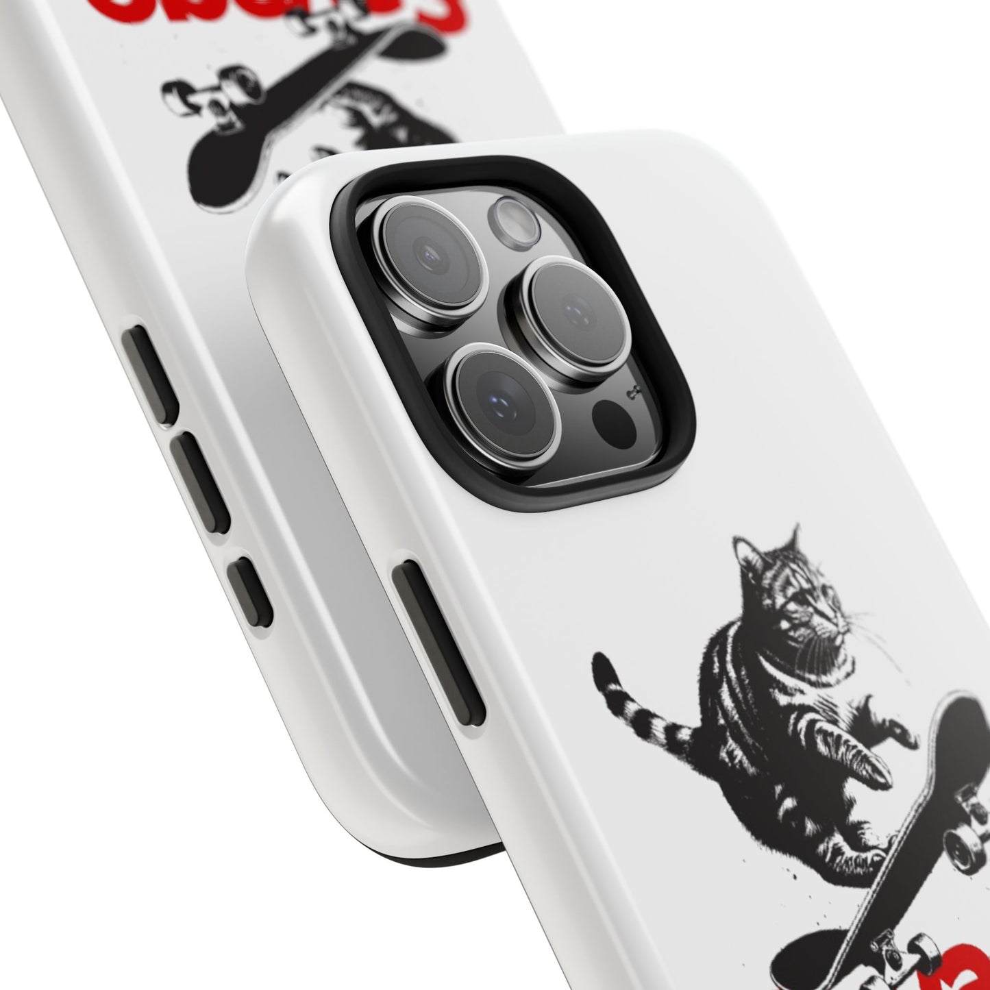 Funda resistente para teléfono con diseño de gato patinador salvaje: protección divertida y duradera