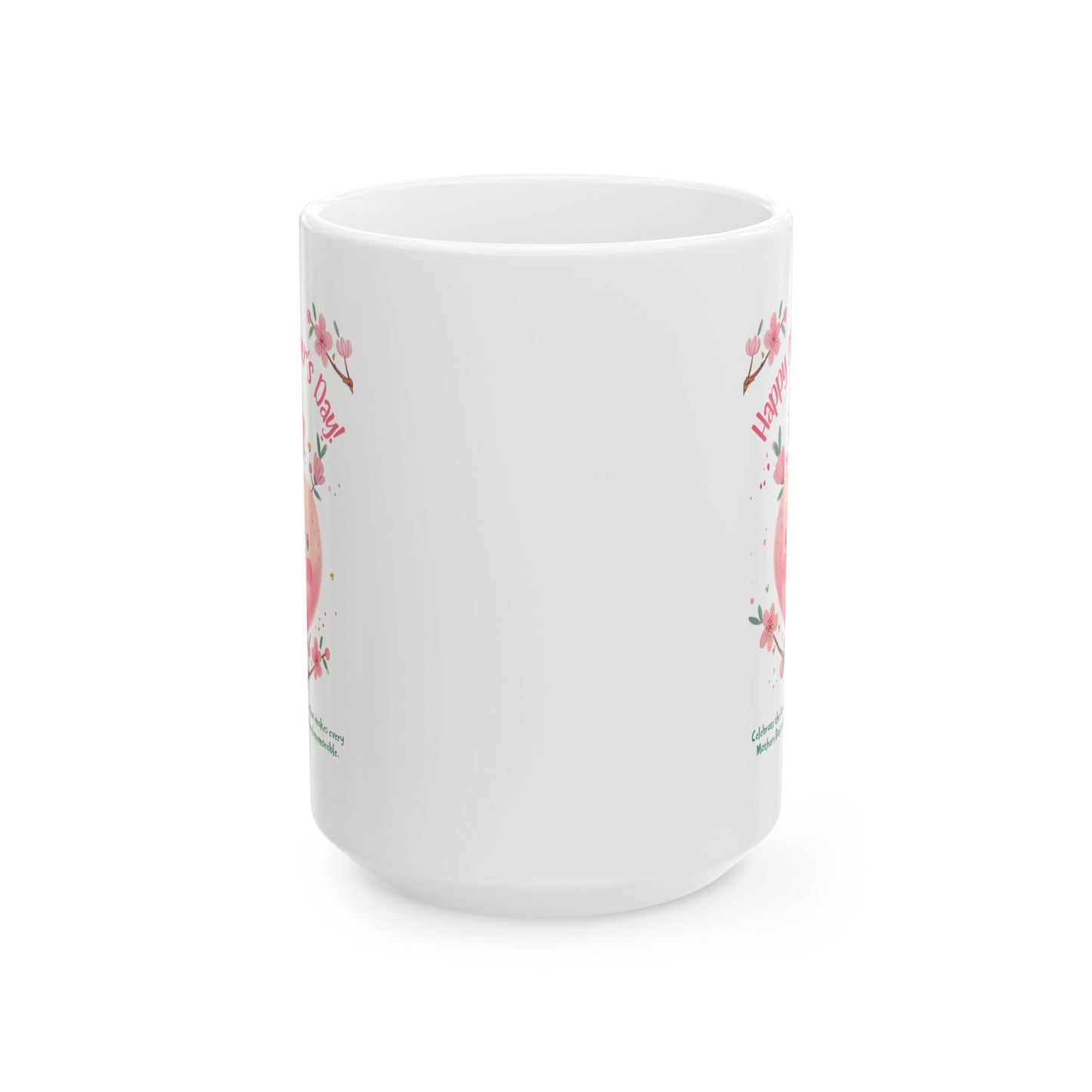 Taza de cerámica "Feliz Día de la Madre" - Diseño de corazón para mamá