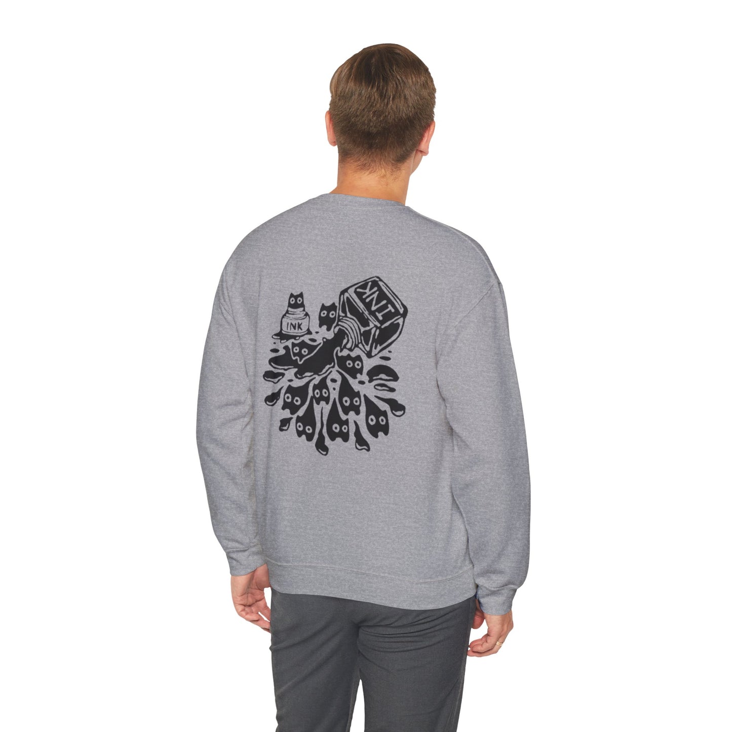 Sudadera unisex de cuello redondo con diseño de gato adorable: perfecta para los amantes de los gatos.