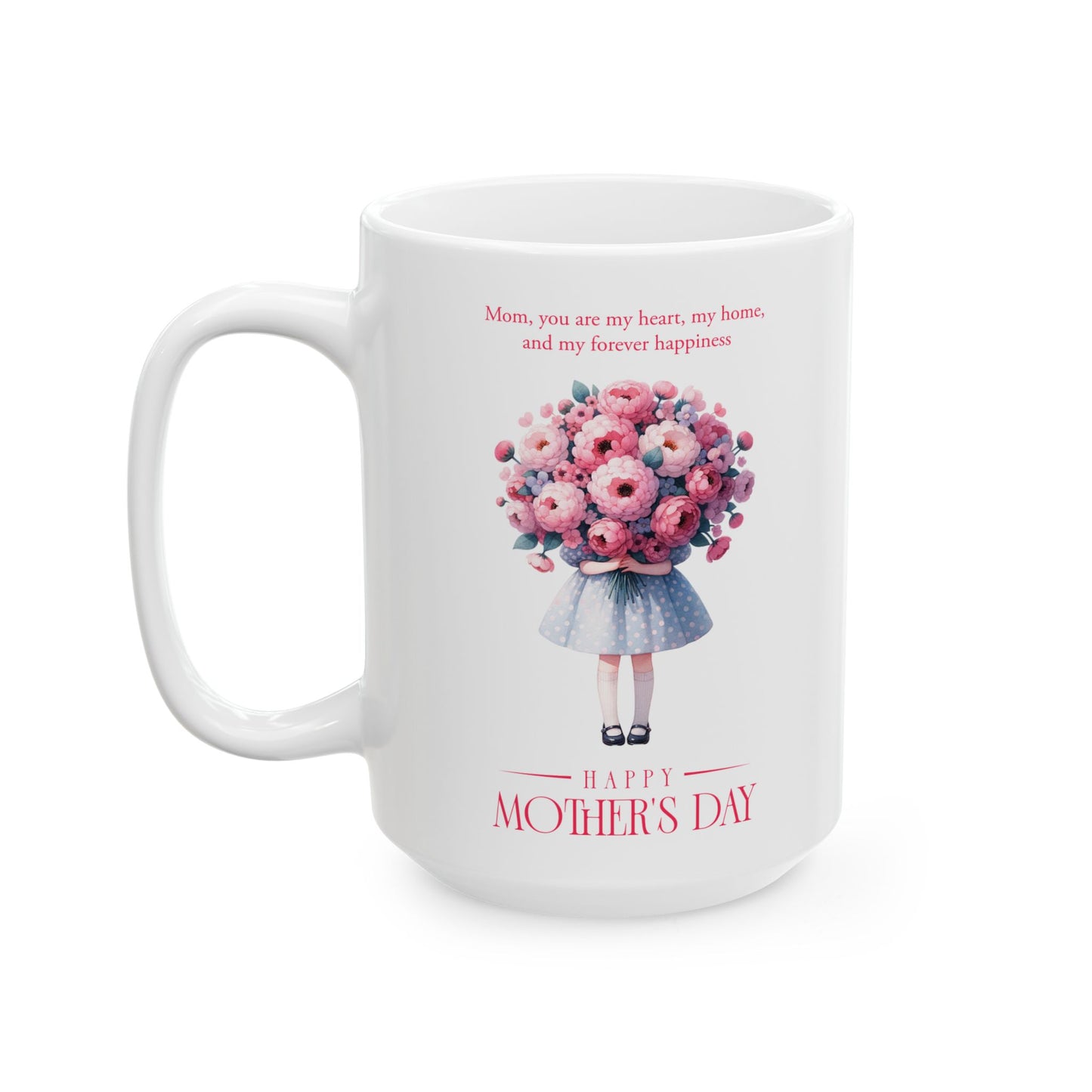 Taza de cerámica "Feliz Día de la Madre" - Diseño floral