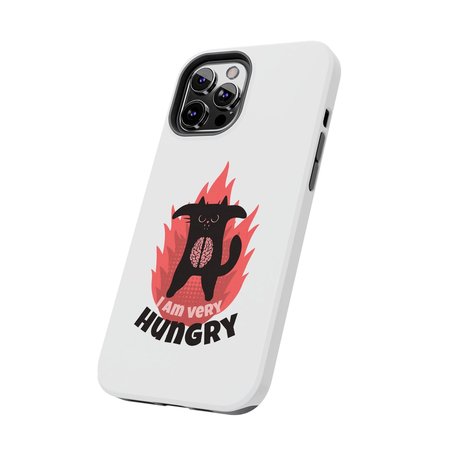 Funda resistente para teléfono con diseño de gato hambriento: diseño animal bonito y duradero