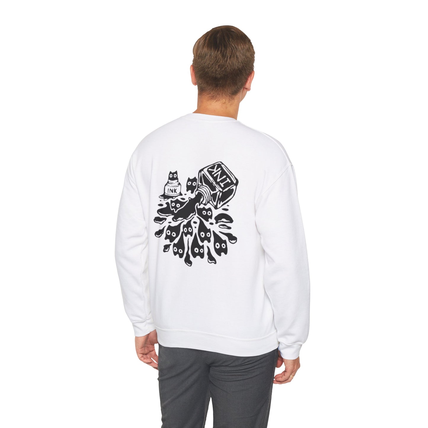 Sudadera unisex de cuello redondo con diseño de gato adorable: perfecta para los amantes de los gatos.