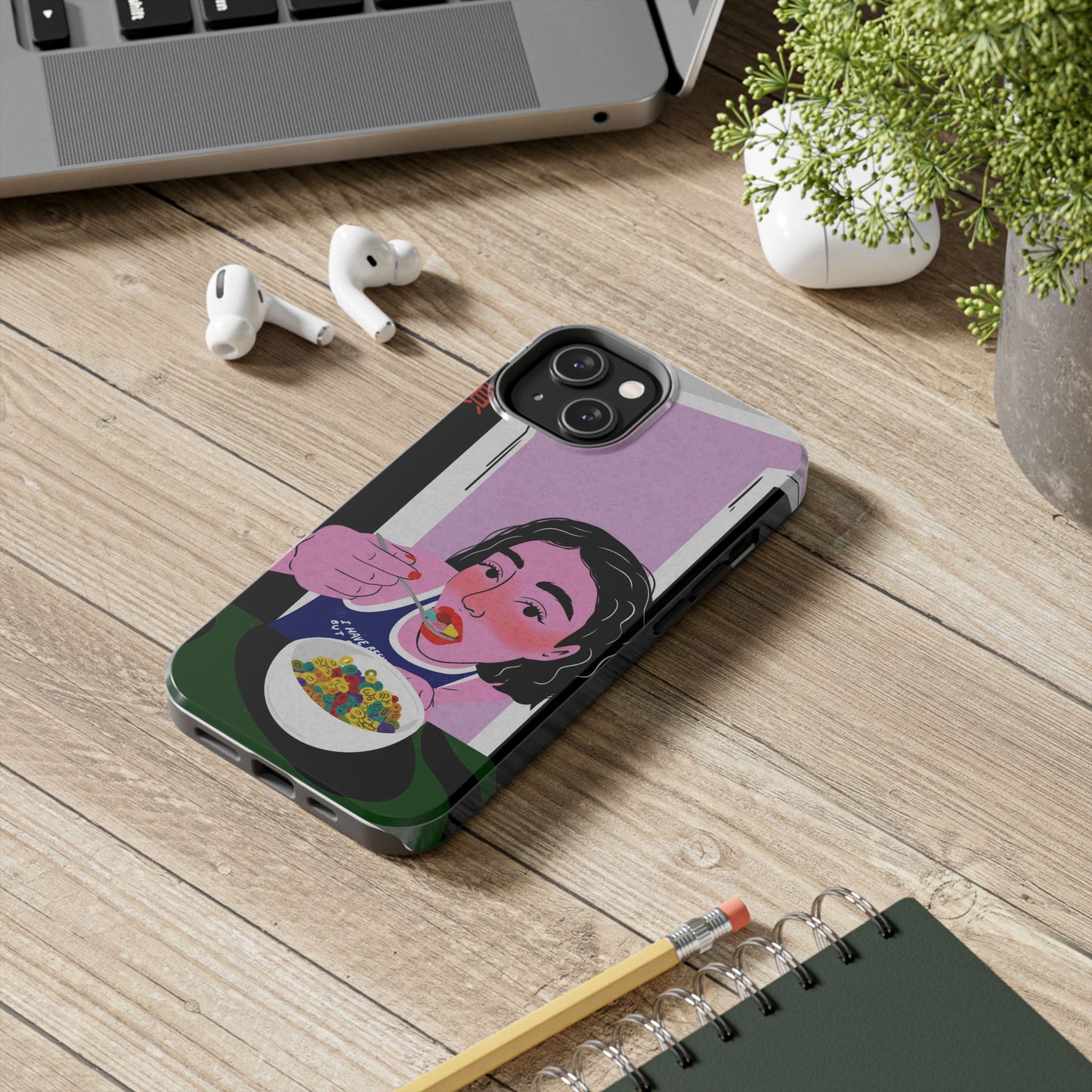 Funda resistente y única para teléfono con diseño artístico de desayuno: perfecta para los amantes de la comida.