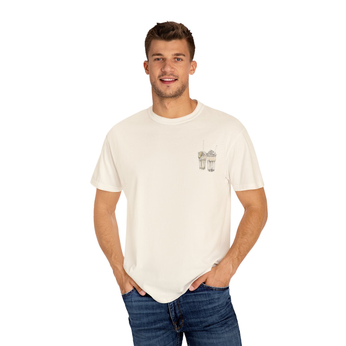 Camiseta unisex teñida en prenda con diseño caprichoso