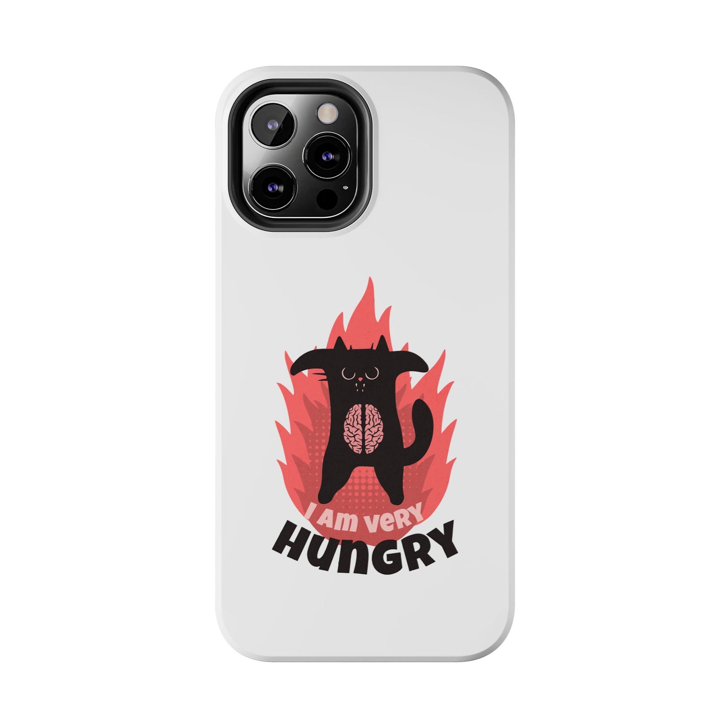 Funda resistente para teléfono con diseño de gato hambriento: diseño animal bonito y duradero