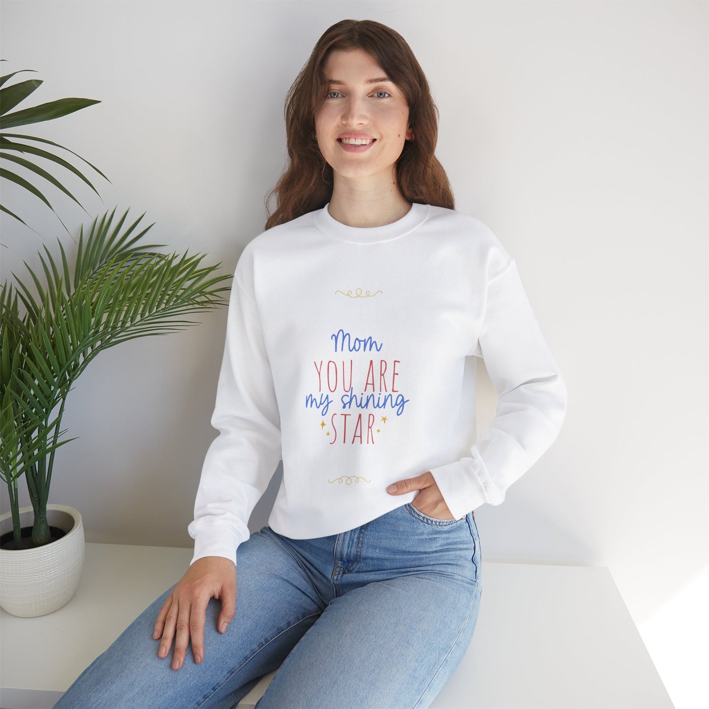 Sudadera de cuello redondo con estrellas brillantes para mamá: un regalo acogedor para el Día de la Madre