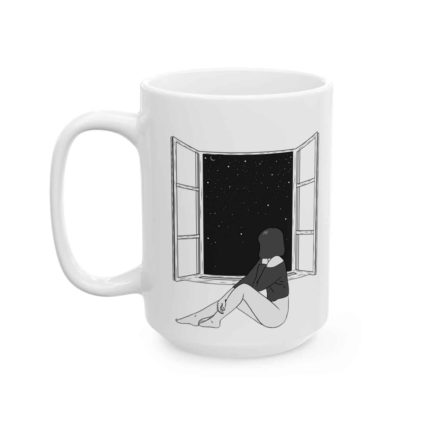 Taza de cerámica con reflejo de noche estrellada: una taza de café acogedora para soñadores