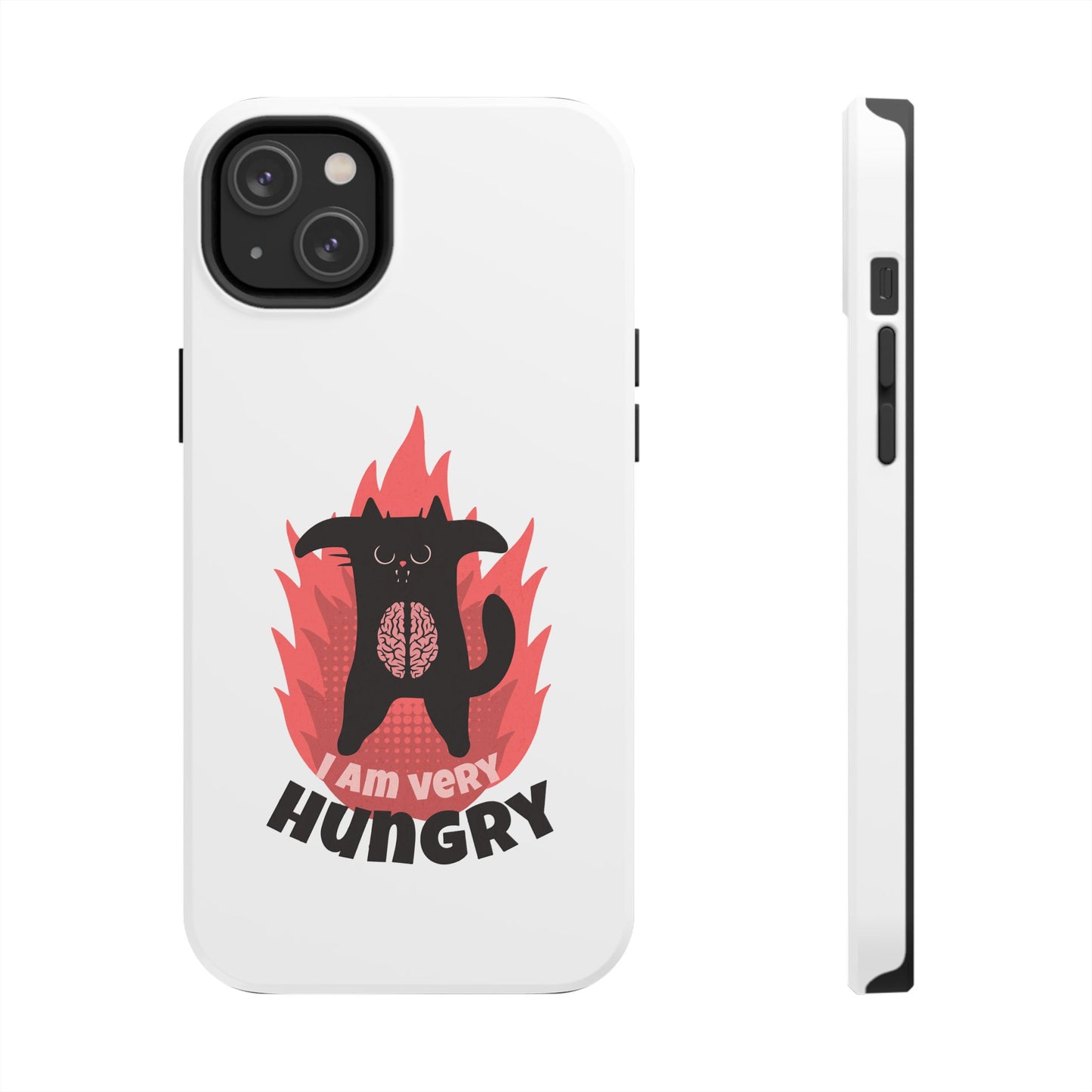 Funda resistente para teléfono con diseño de gato hambriento: diseño animal bonito y duradero