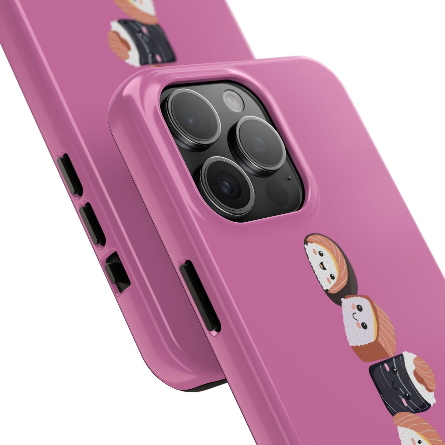 Funda rígida para teléfono con diseño de sushi: un divertido diseño rosa para amantes de la comida.