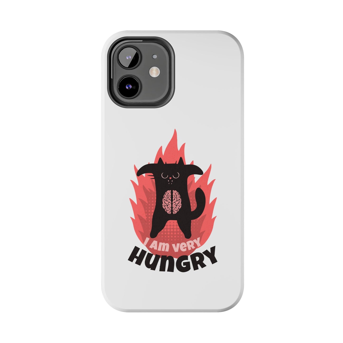 Funda resistente para teléfono con diseño de gato hambriento: diseño animal bonito y duradero