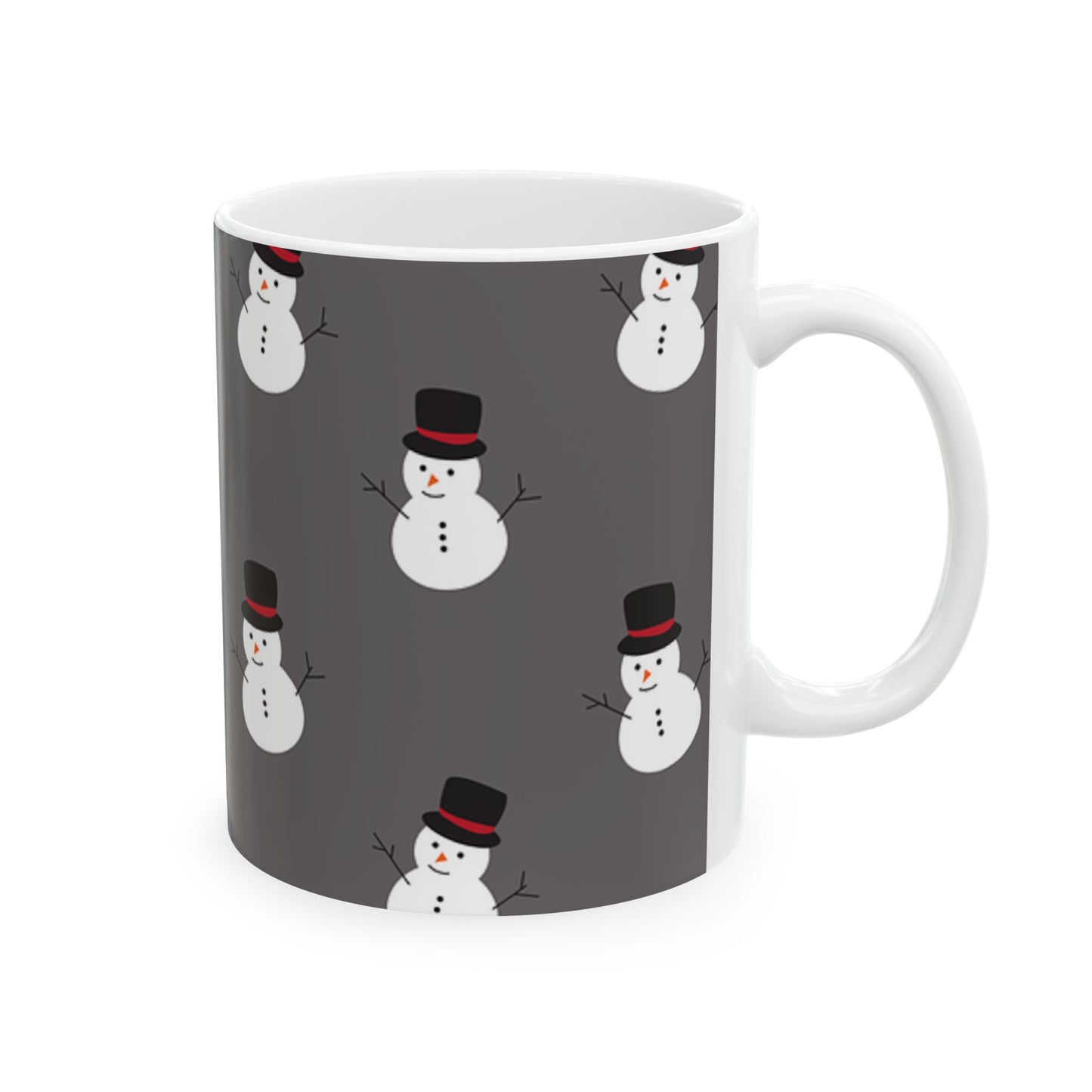 Snowman Pattern Ceramic Mug — Cute Winter Holiday Coffee Cup (11oz)