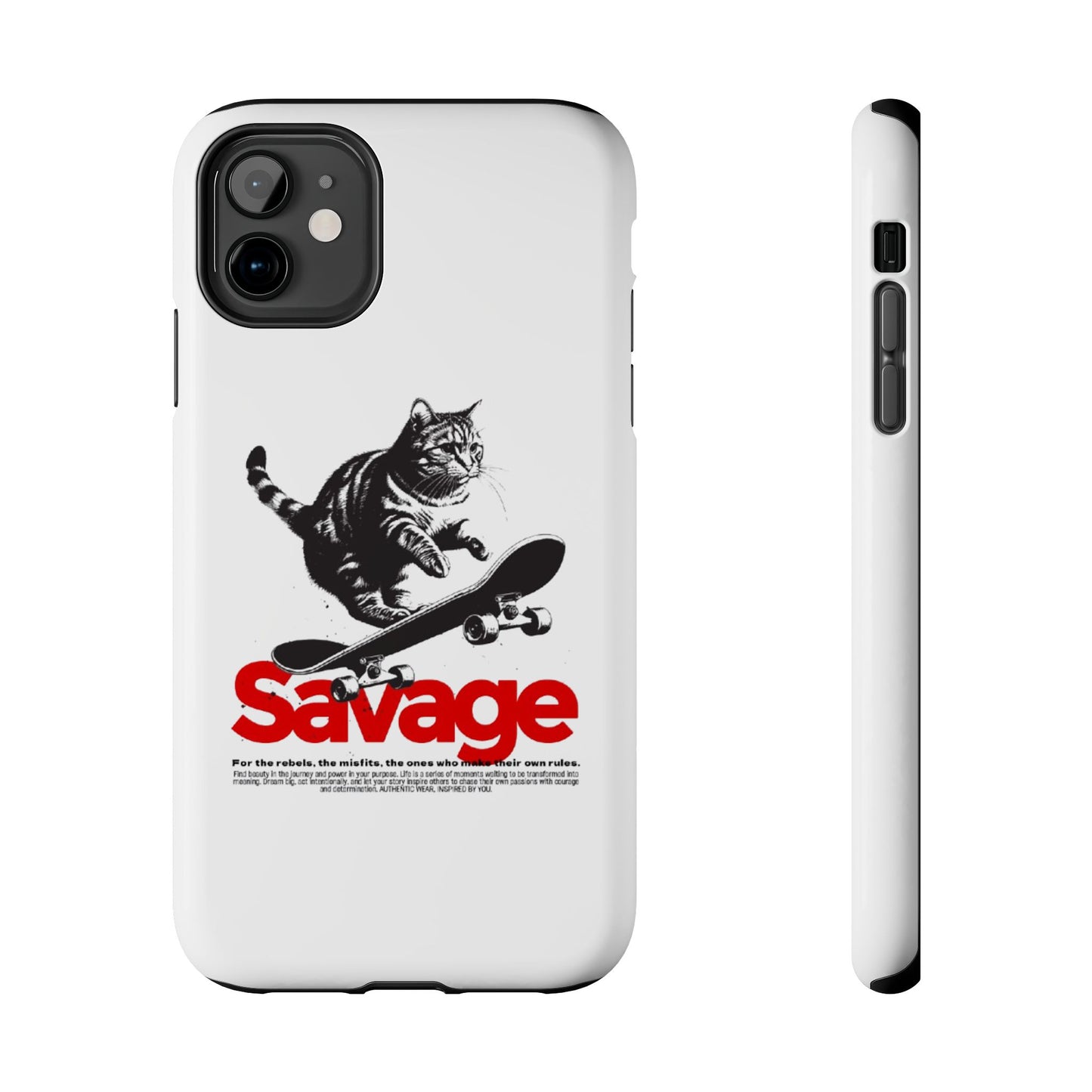 Funda resistente para teléfono con diseño de gato patinador salvaje: protección divertida y duradera