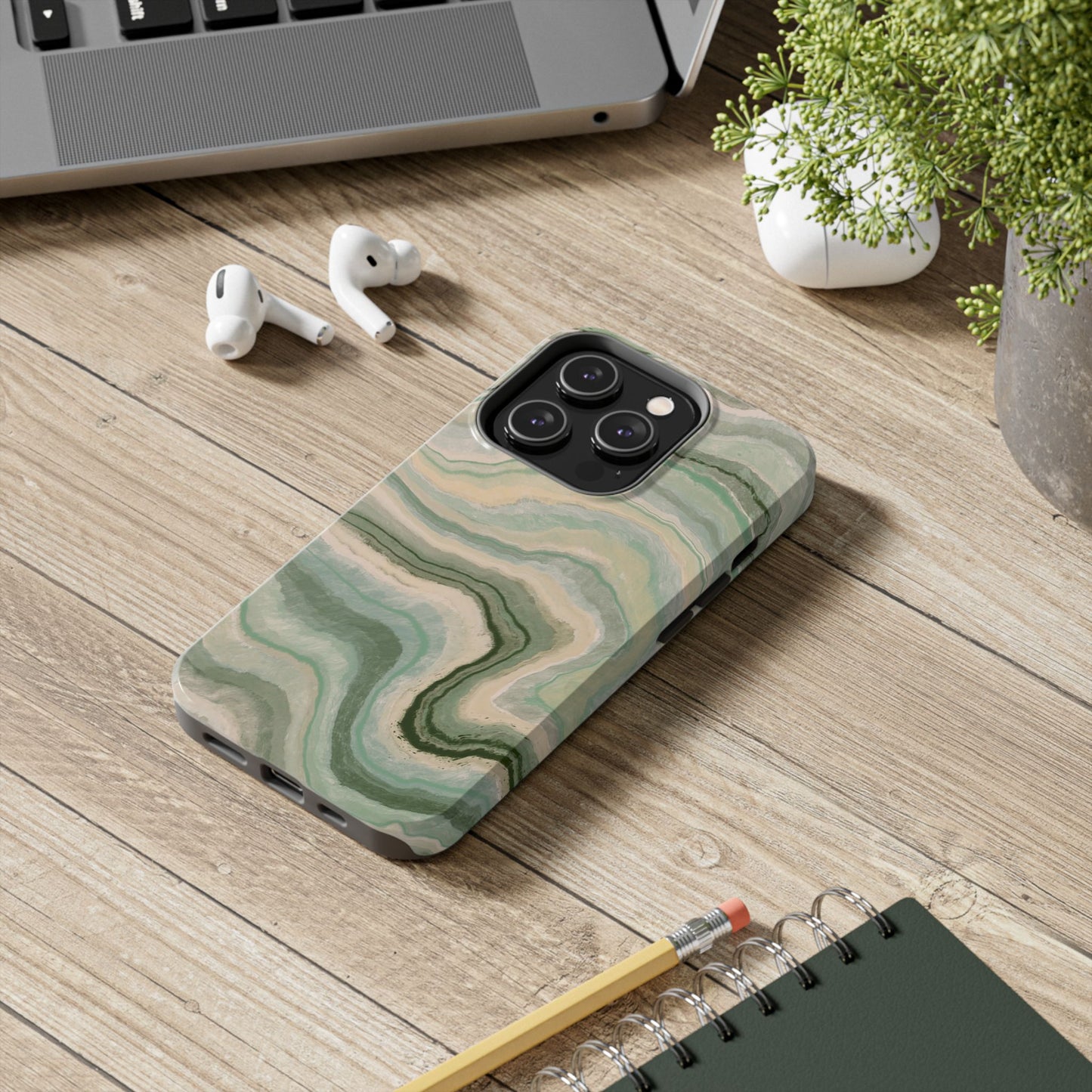 Funda resistente y elegante para teléfono - Diseño verde mármol