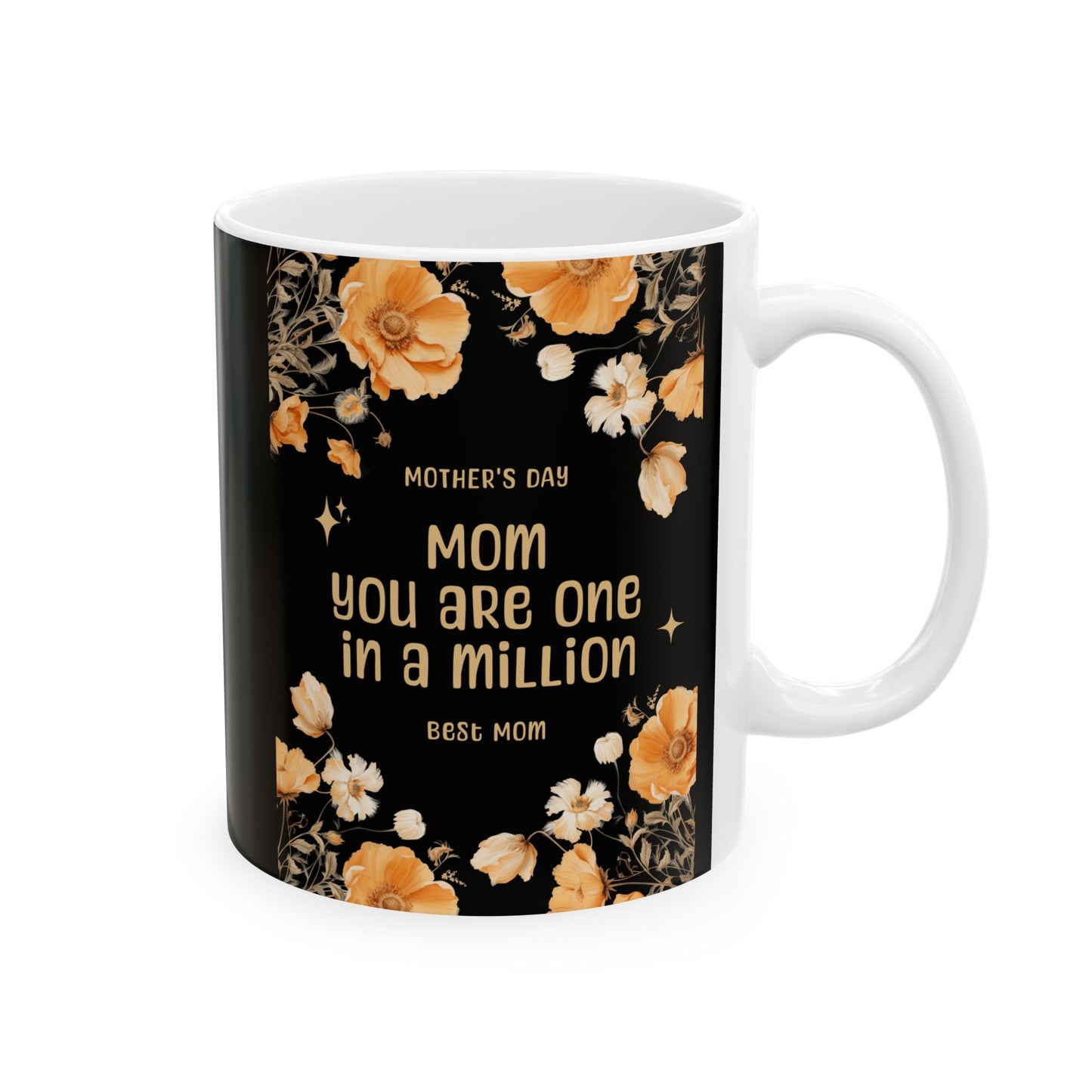 Taza floral para el Día de la Madre: "Mamá, eres única"