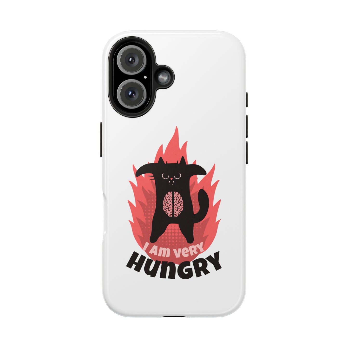 Funda resistente para teléfono con diseño de gato hambriento: diseño animal bonito y duradero