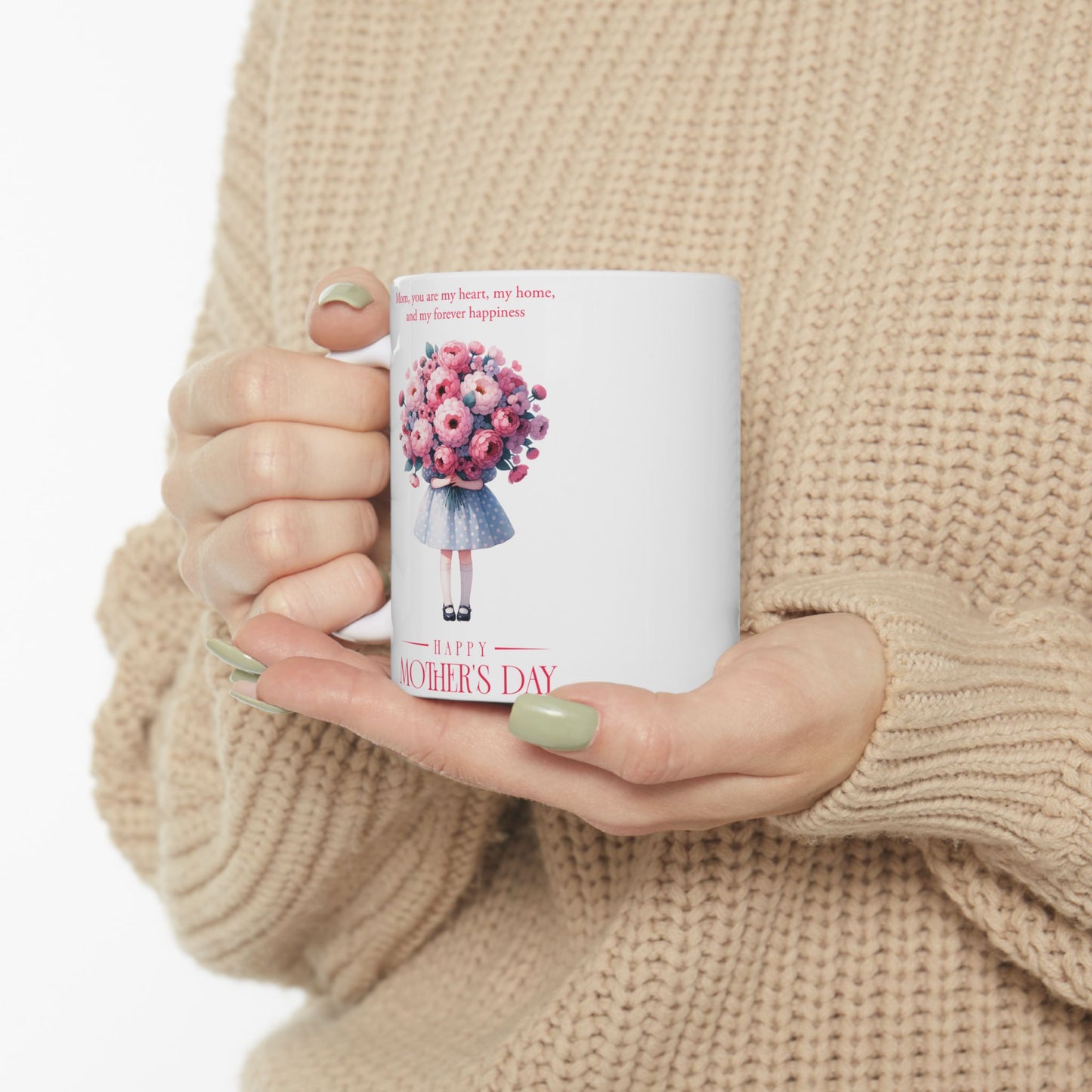 Taza de cerámica "Feliz Día de la Madre" - Diseño floral