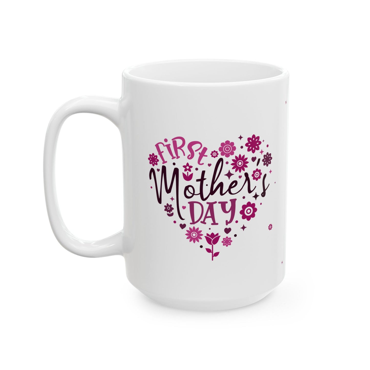 Taza de cerámica con diseño floral de corazón para el primer día de la madre: el regalo perfecto para las nuevas mamás.