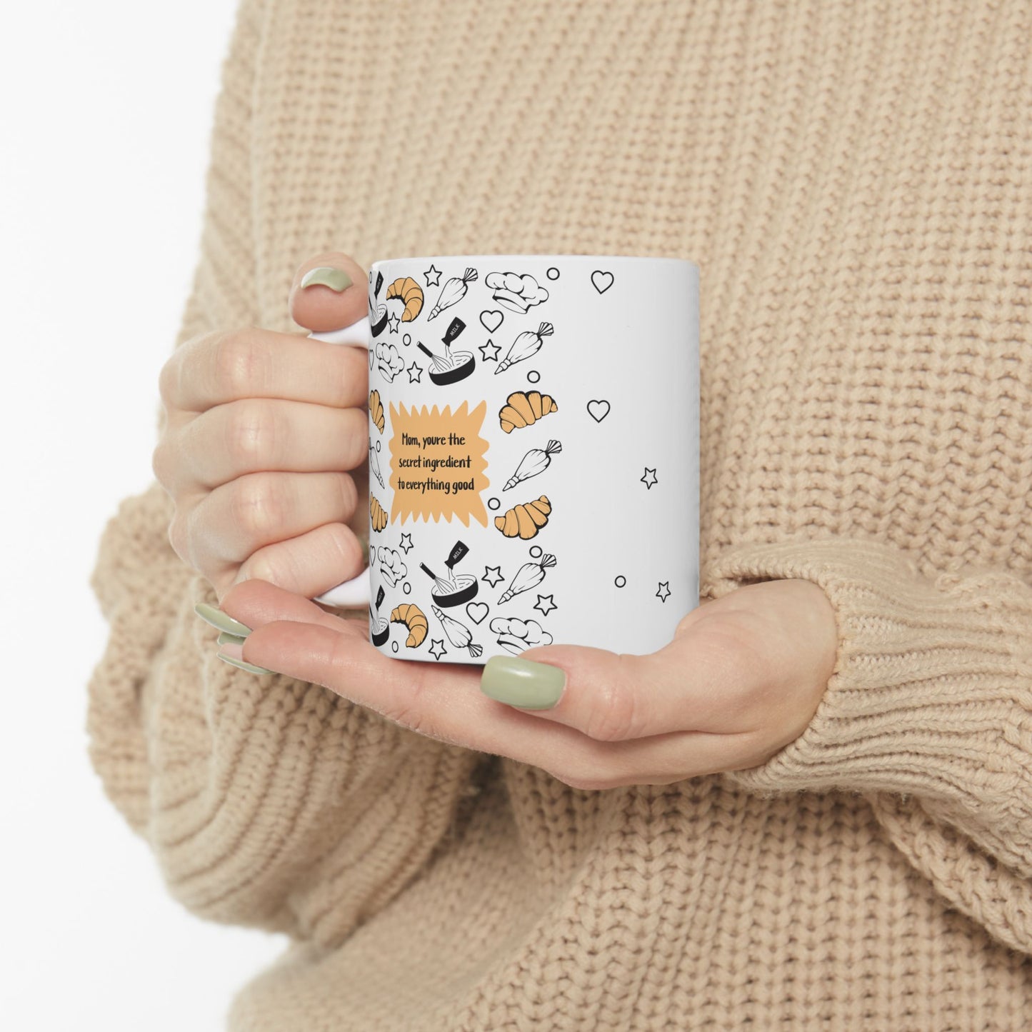 Taza de cerámica con el ingrediente secreto de mamá: diseño de cocina encantador, regalo perfecto para el Día de la Madre.