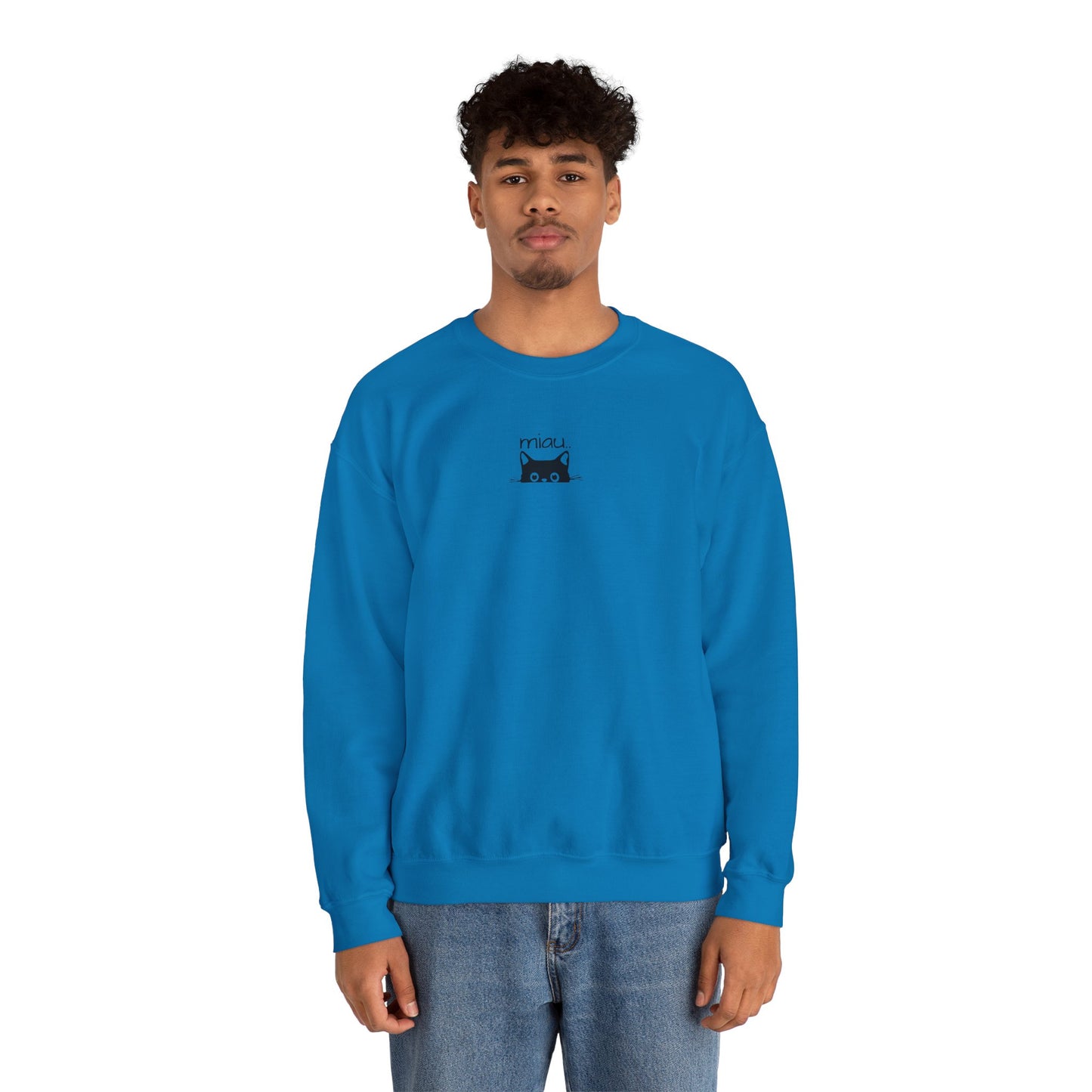 Sudadera unisex de cuello redondo con diseño de gato adorable: perfecta para los amantes de los gatos.