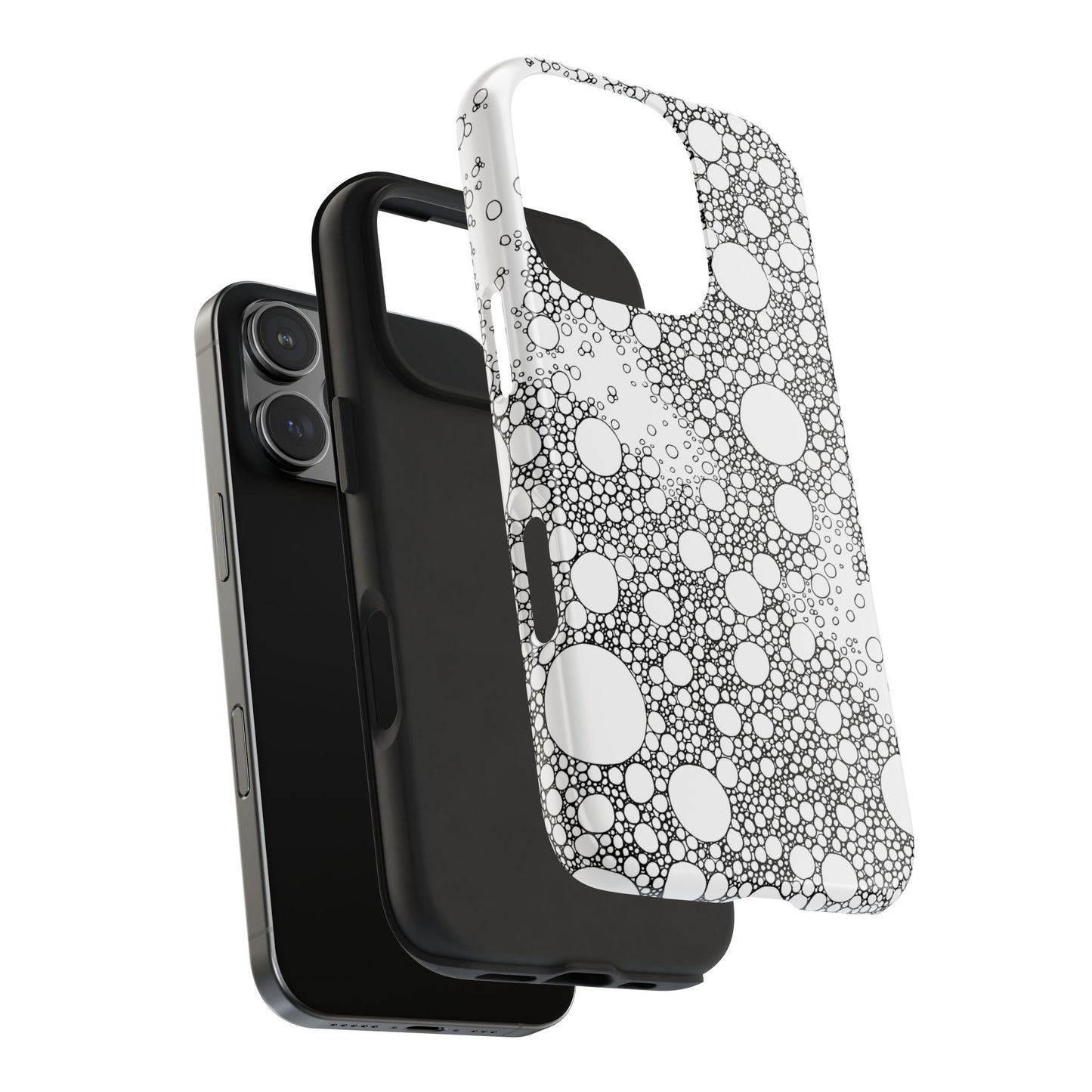 Funda resistente y elegante con diseño de burbujas: protección duradera para tu dispositivo.