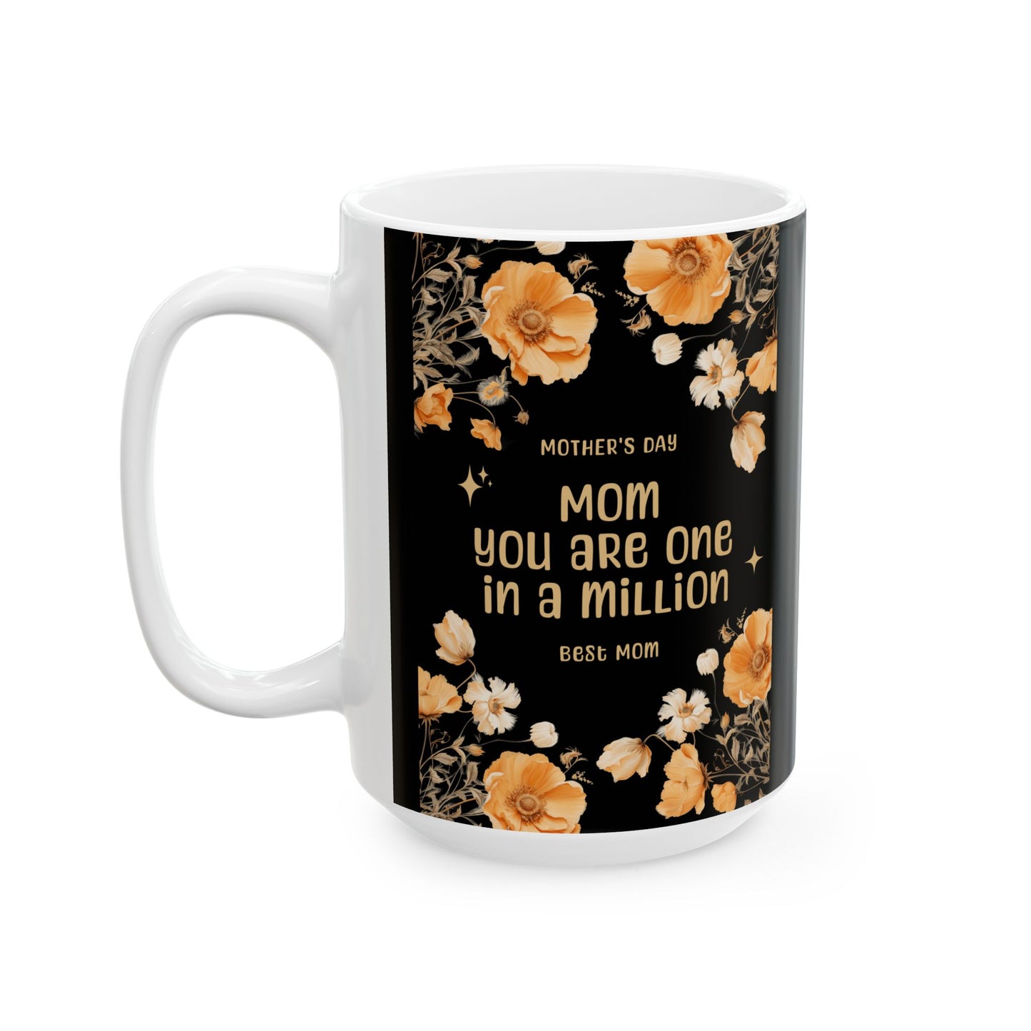 Taza floral para el Día de la Madre: "Mamá, eres única"