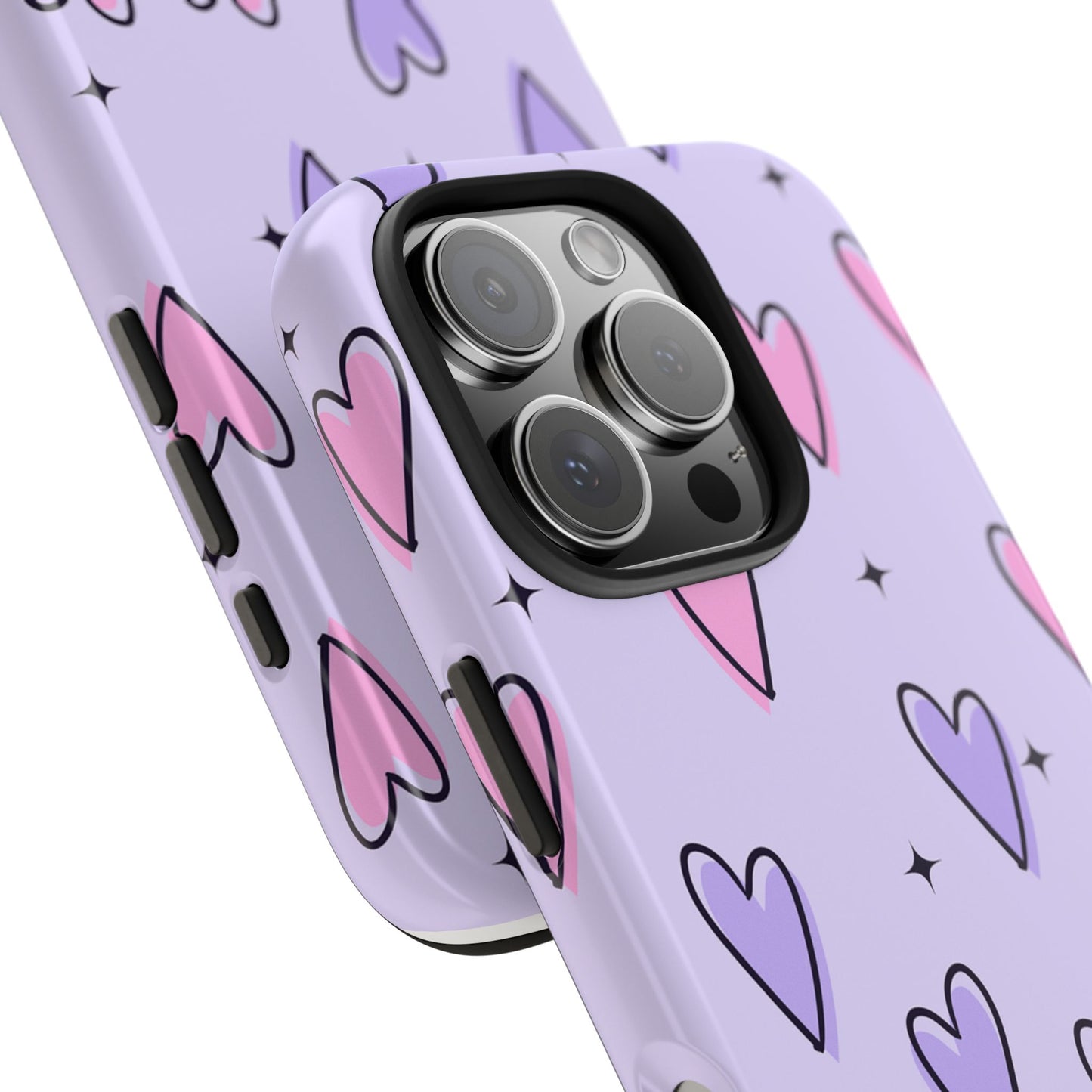 Funda resistente para teléfono con diseño de corazones de colores: bonita y duradera