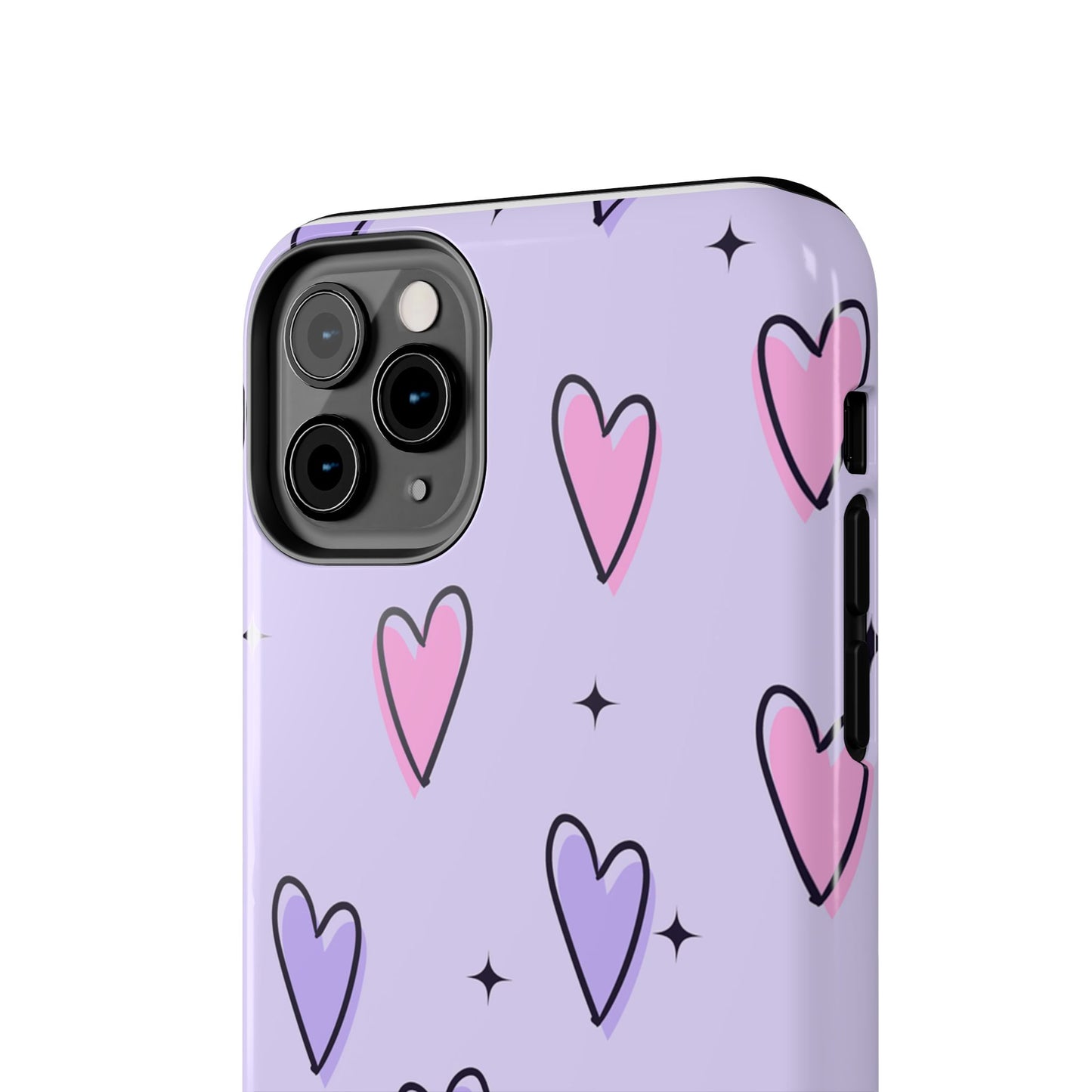 Funda resistente para teléfono con diseño de corazones de colores: bonita y duradera