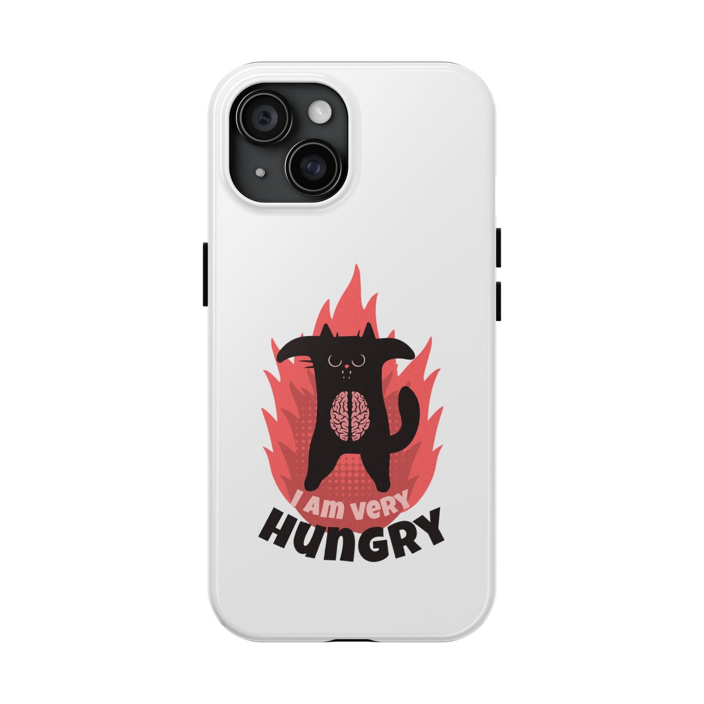 Funda resistente para teléfono con diseño de gato hambriento: diseño animal bonito y duradero