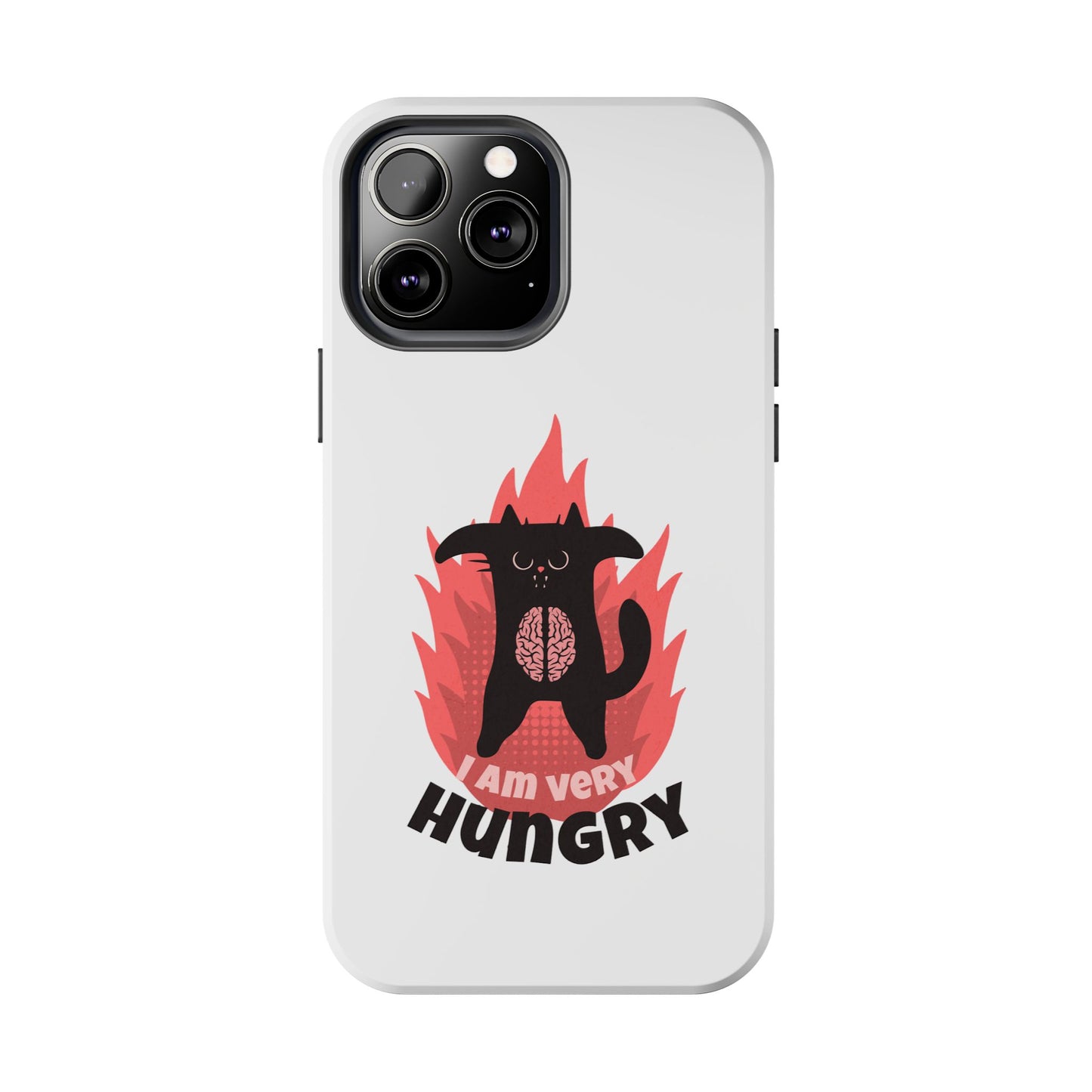 Funda resistente para teléfono con diseño de gato hambriento: diseño animal bonito y duradero