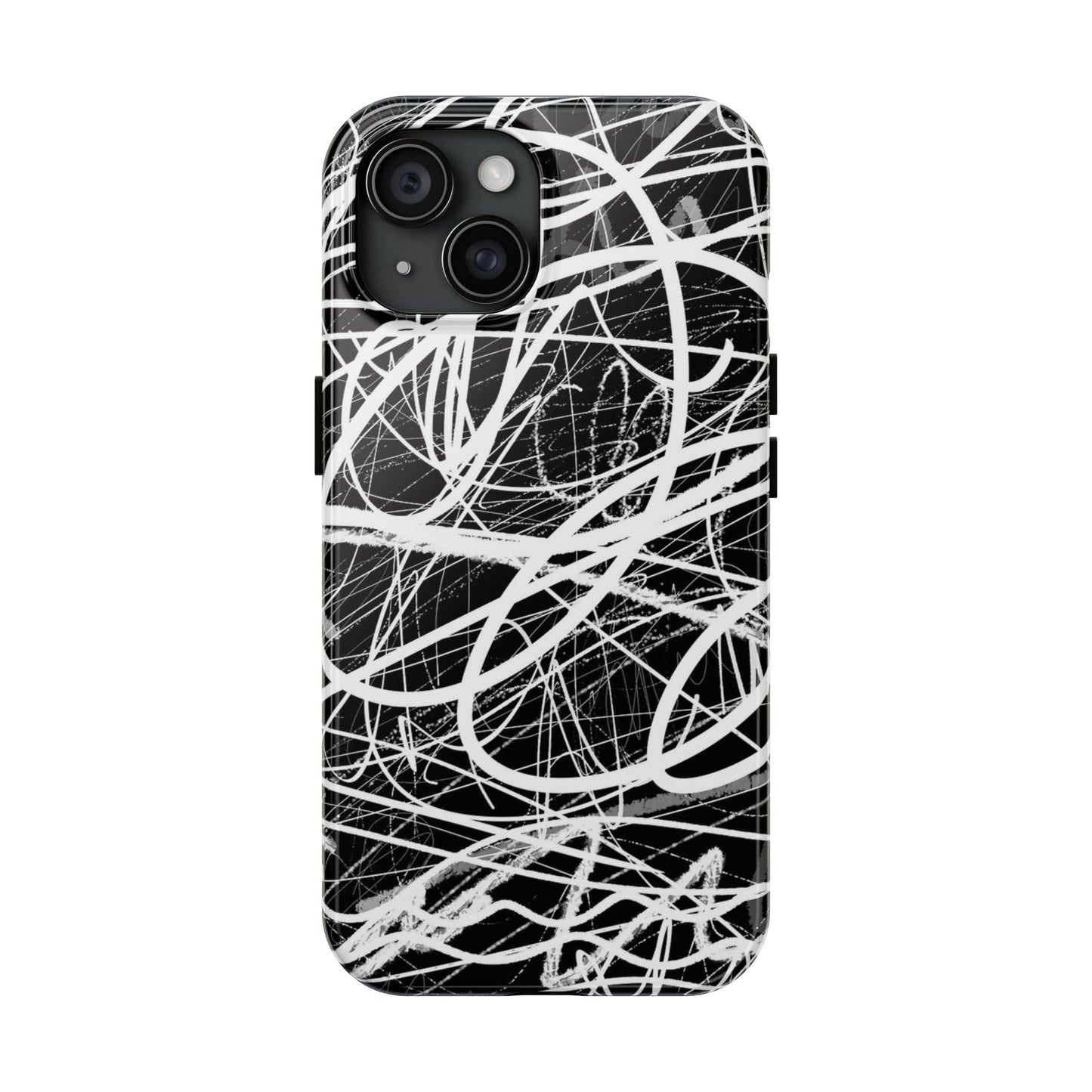 Funda artística resistente para teléfono con diseño abstracto en blanco y negro