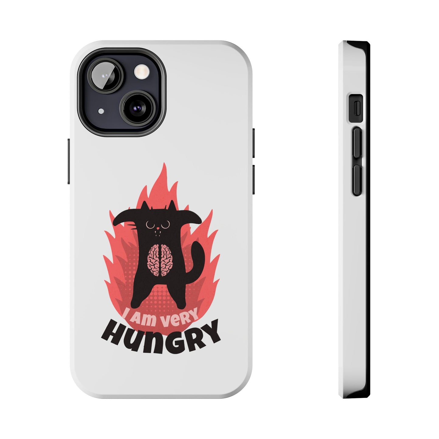 Funda resistente para teléfono con diseño de gato hambriento: diseño animal bonito y duradero