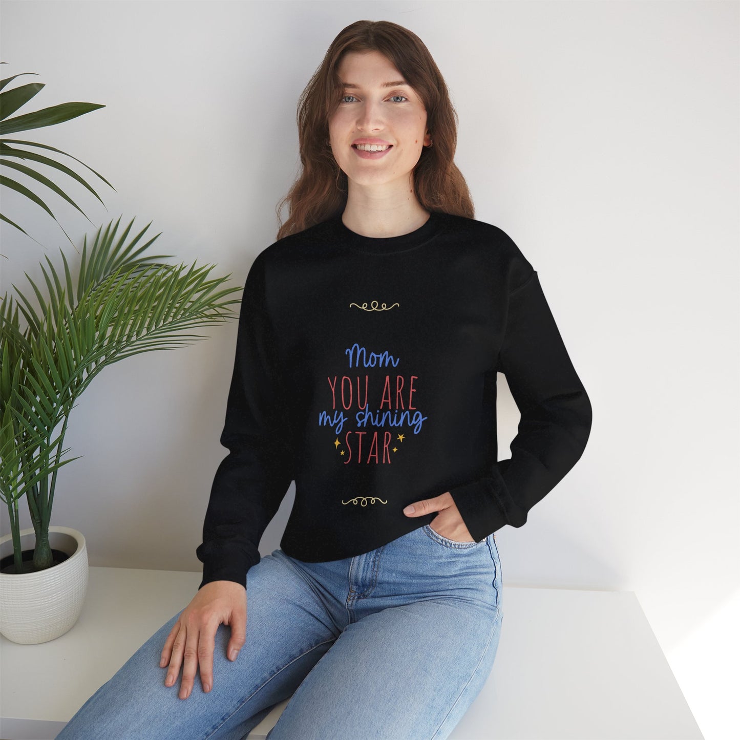 Sudadera de cuello redondo con estrellas brillantes para mamá: un regalo acogedor para el Día de la Madre