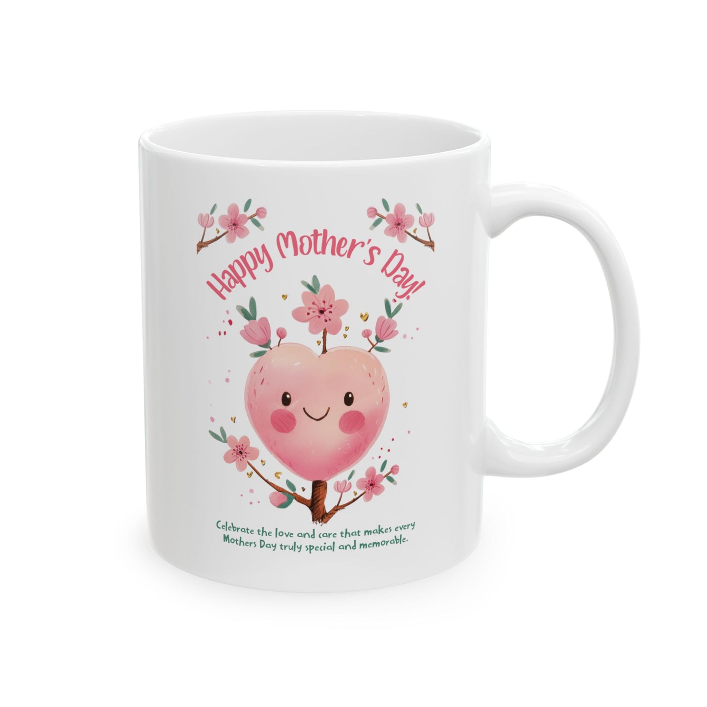 Taza de cerámica "Feliz Día de la Madre" - Diseño de corazón para mamá