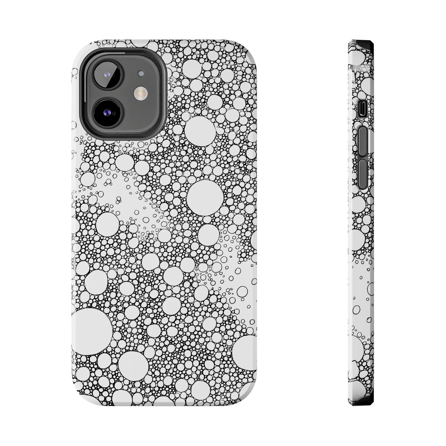 Funda resistente y elegante con diseño de burbujas: protección duradera para tu dispositivo.