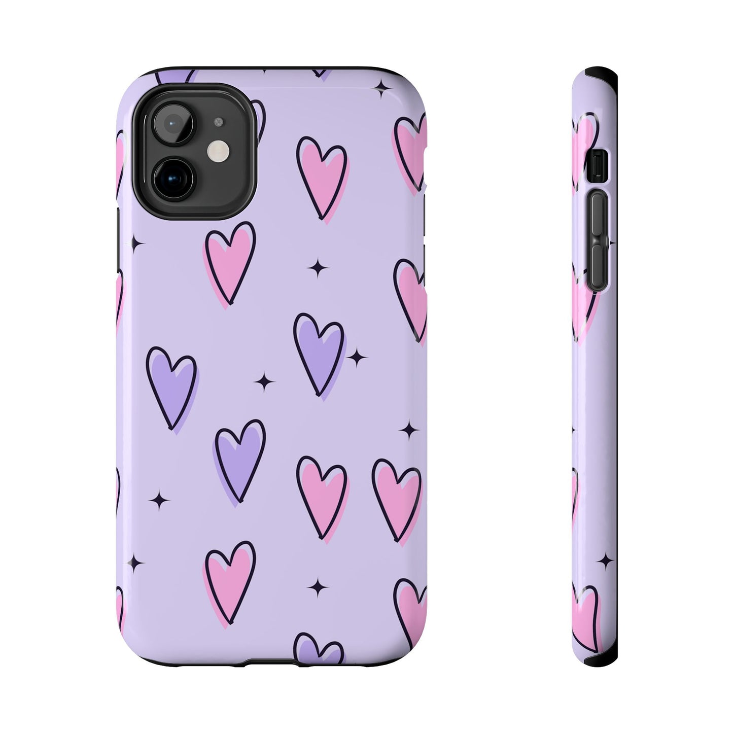 Funda resistente para teléfono con diseño de corazones de colores: bonita y duradera