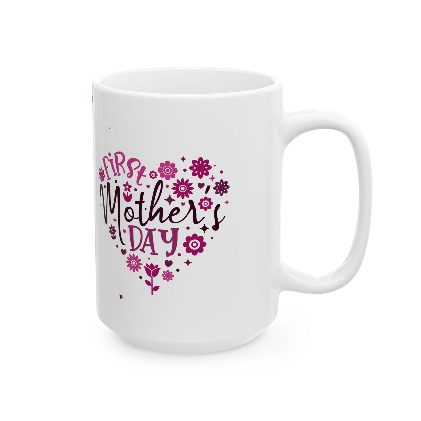 Taza de cerámica con diseño floral de corazón para el primer día de la madre: el regalo perfecto para las nuevas mamás.